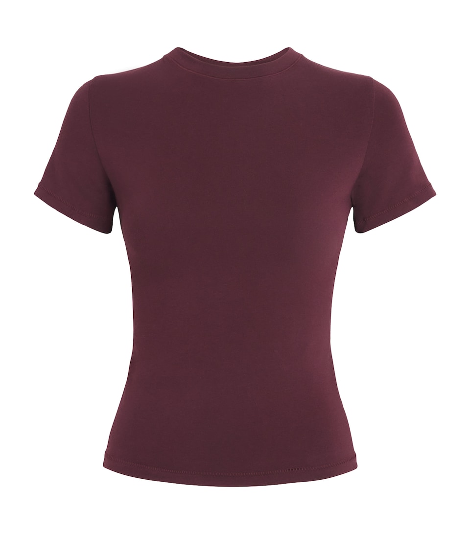 Skims Womens Stretch-Cotton Jersey Short-Sleeve T-Shirt Currant