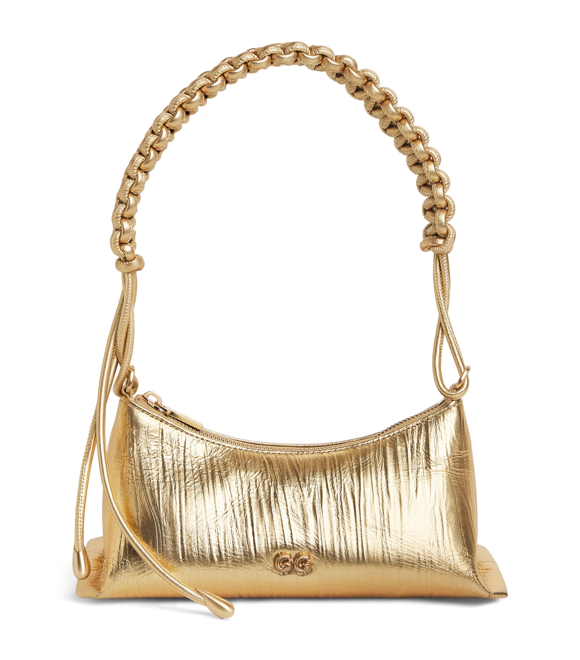 Cult Gaia Metallic Leather Osa Shoulder Bag Brass
