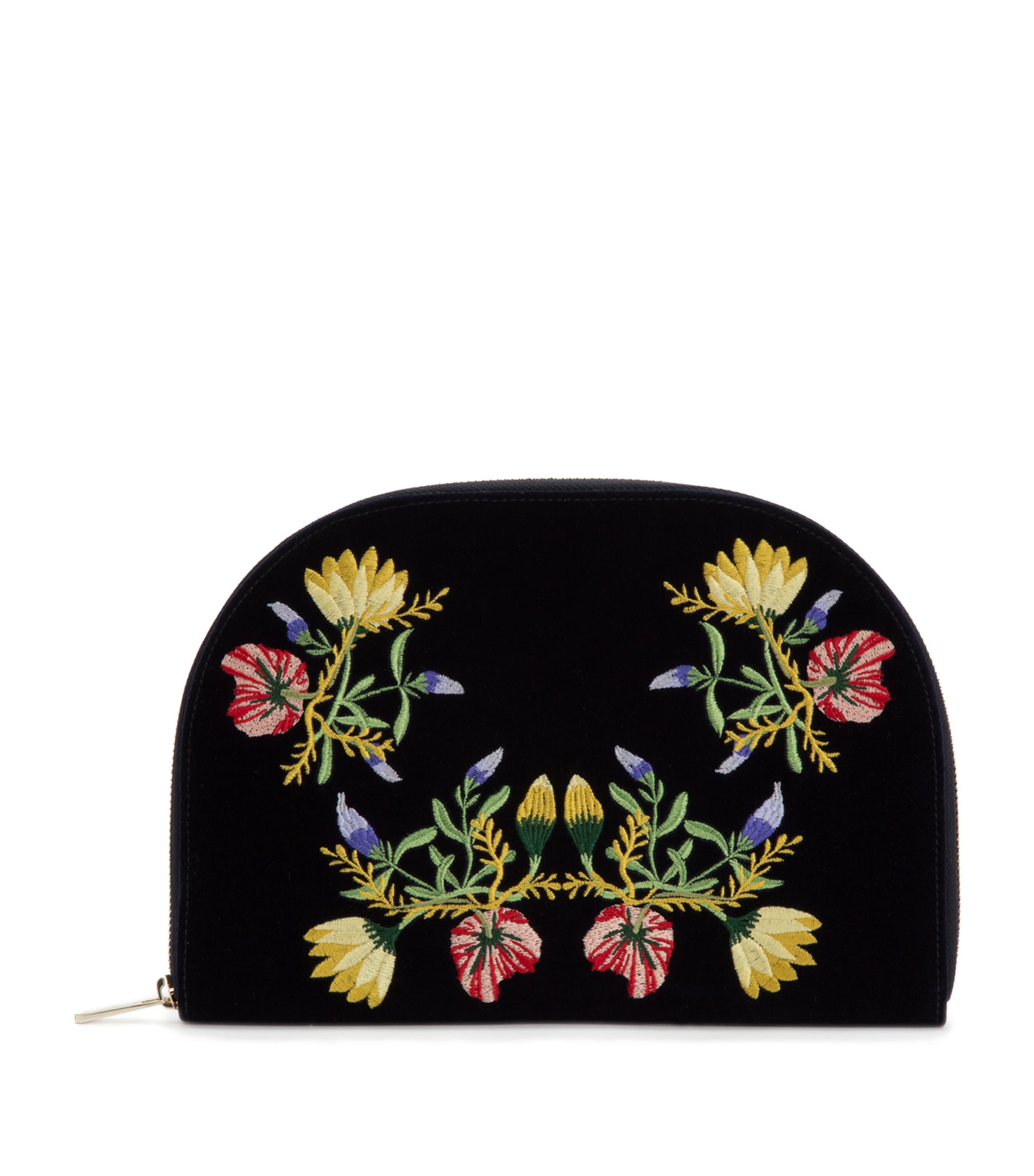 WOLF Embroidered Zoe Zip-Up Jewellery Case Indigo