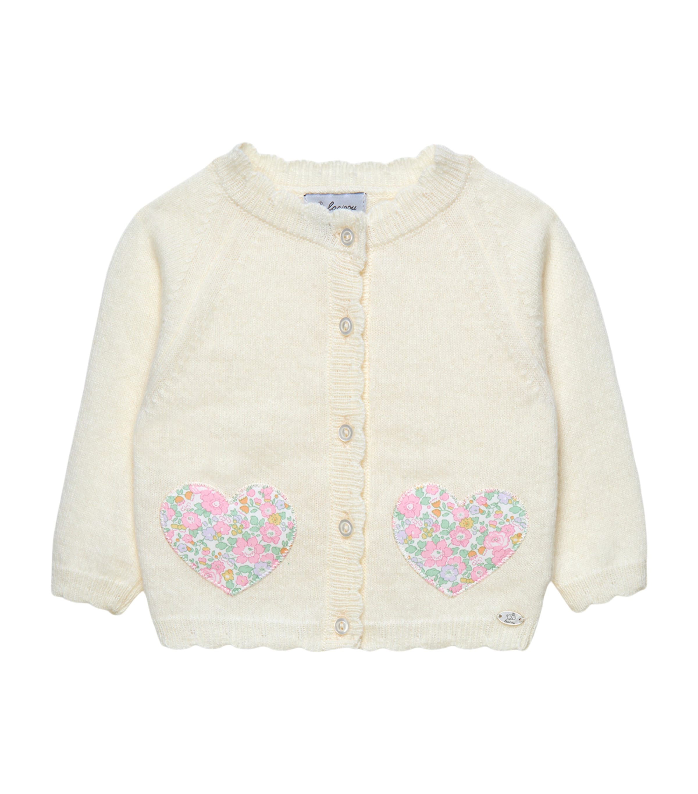 Trotters Cotton-Wool Heart Cardigan (0-9 Months) Off White