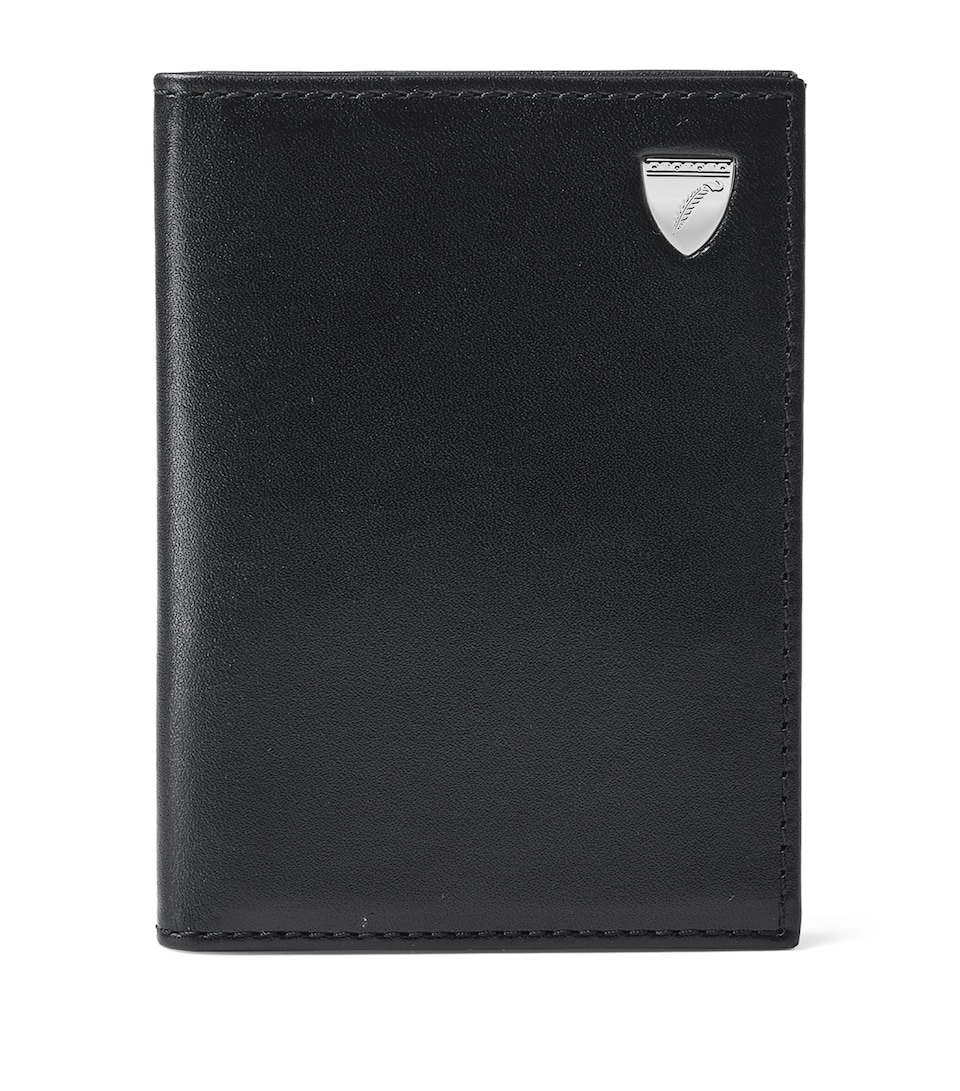Aspinal Of London Leather Double Fold Card Holder Black