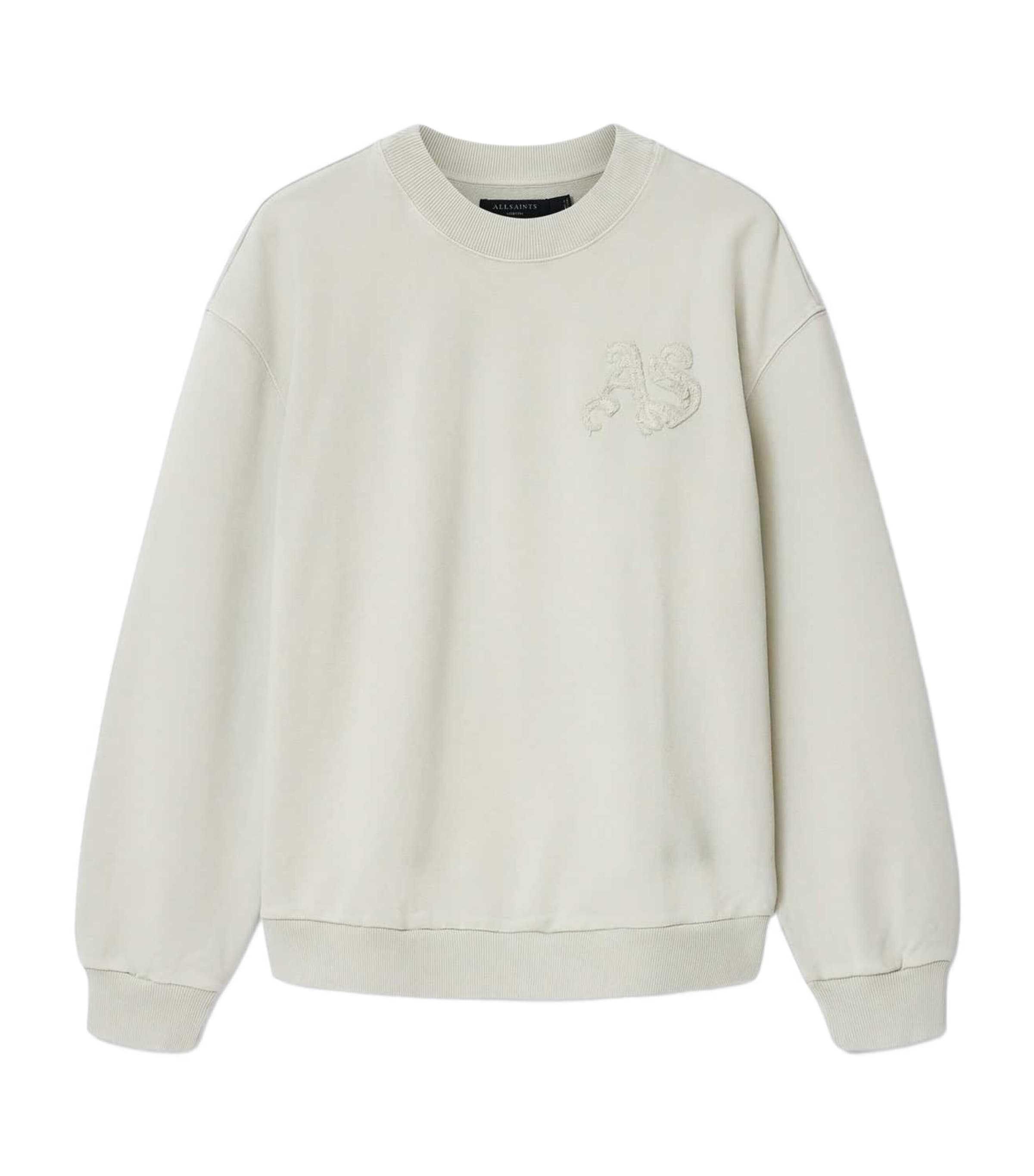 AllSaints Mens Organic Cotton Insignia Sweatshirt Sea Green
