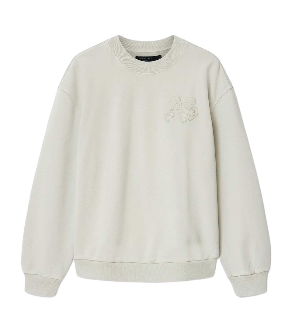 AllSaints Mens Organic Cotton Insignia Sweatshirt Sea Green