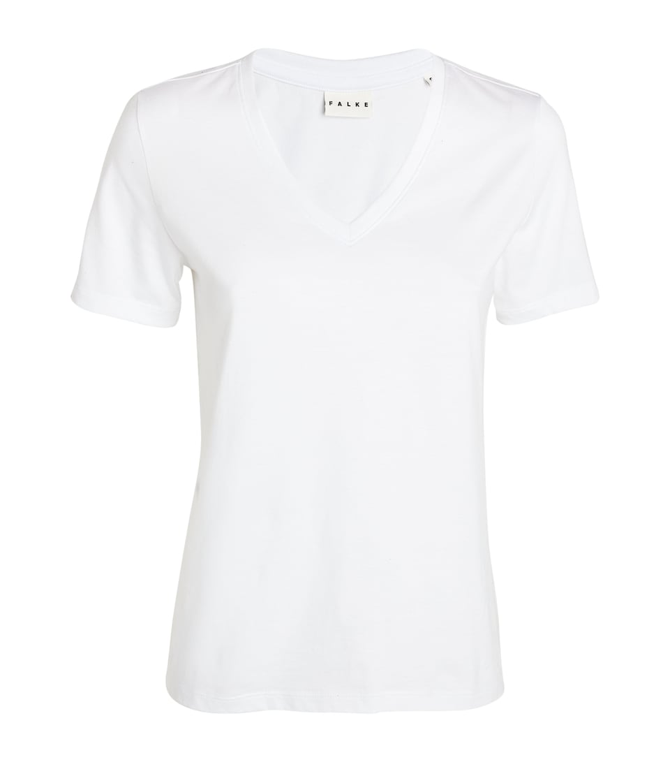 Falke Womens Pima Cotton V-Neck T-Shirt White