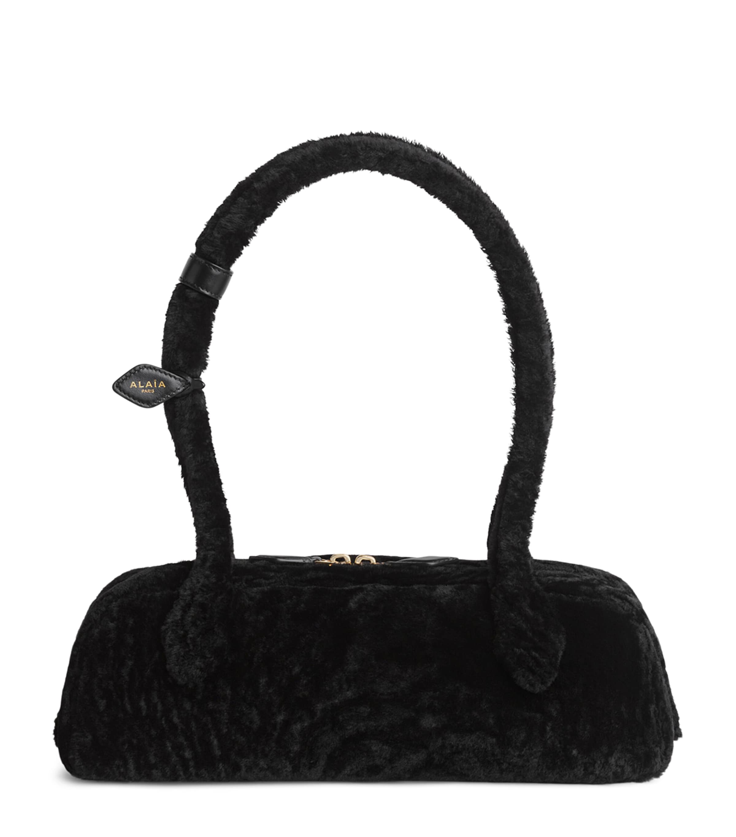 Alaïa Medium Shearling Le Teckel Shoulder Bag Noir