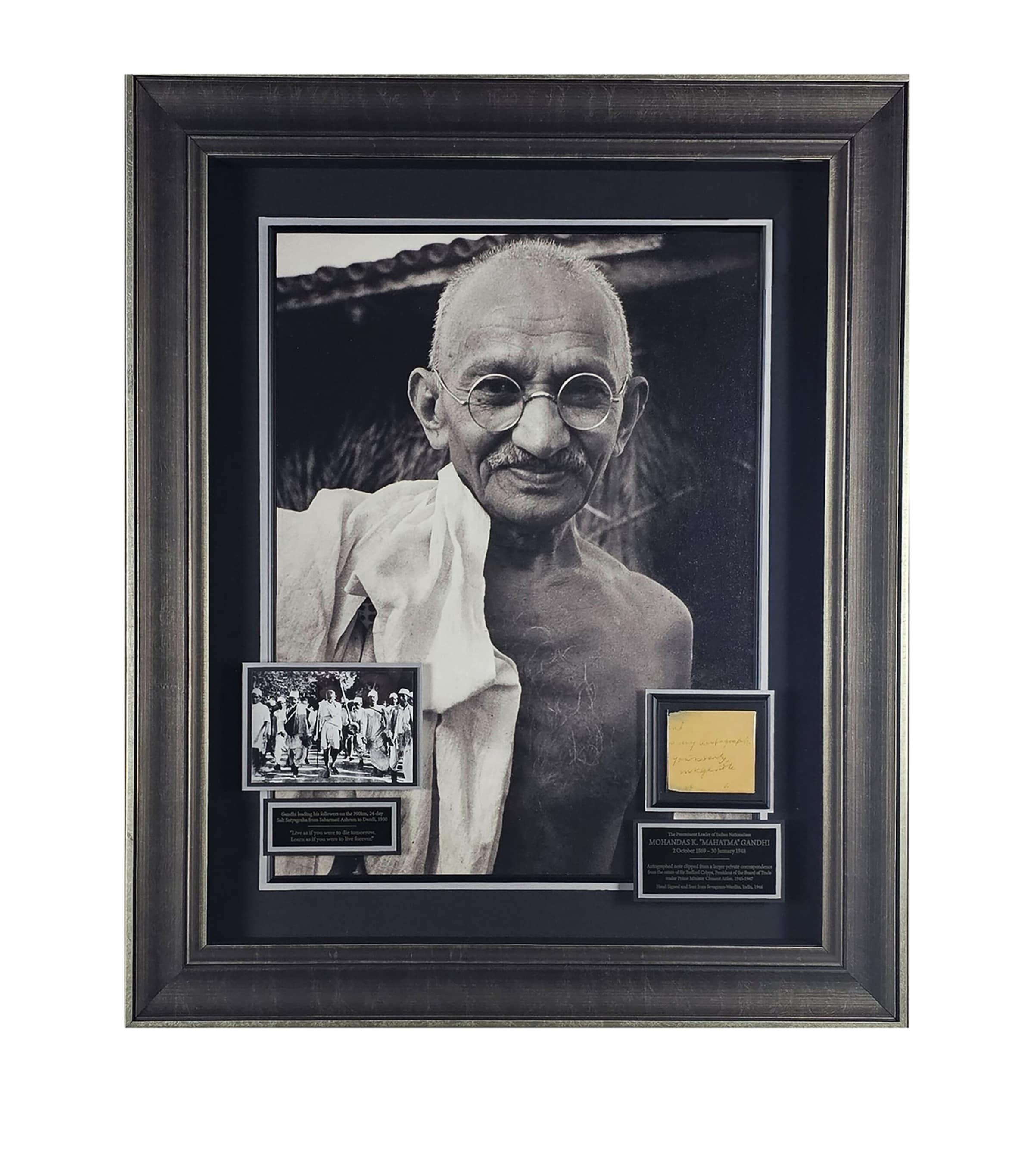 Leipzig Galleries Mahatma Gandhi Signed Historic Display