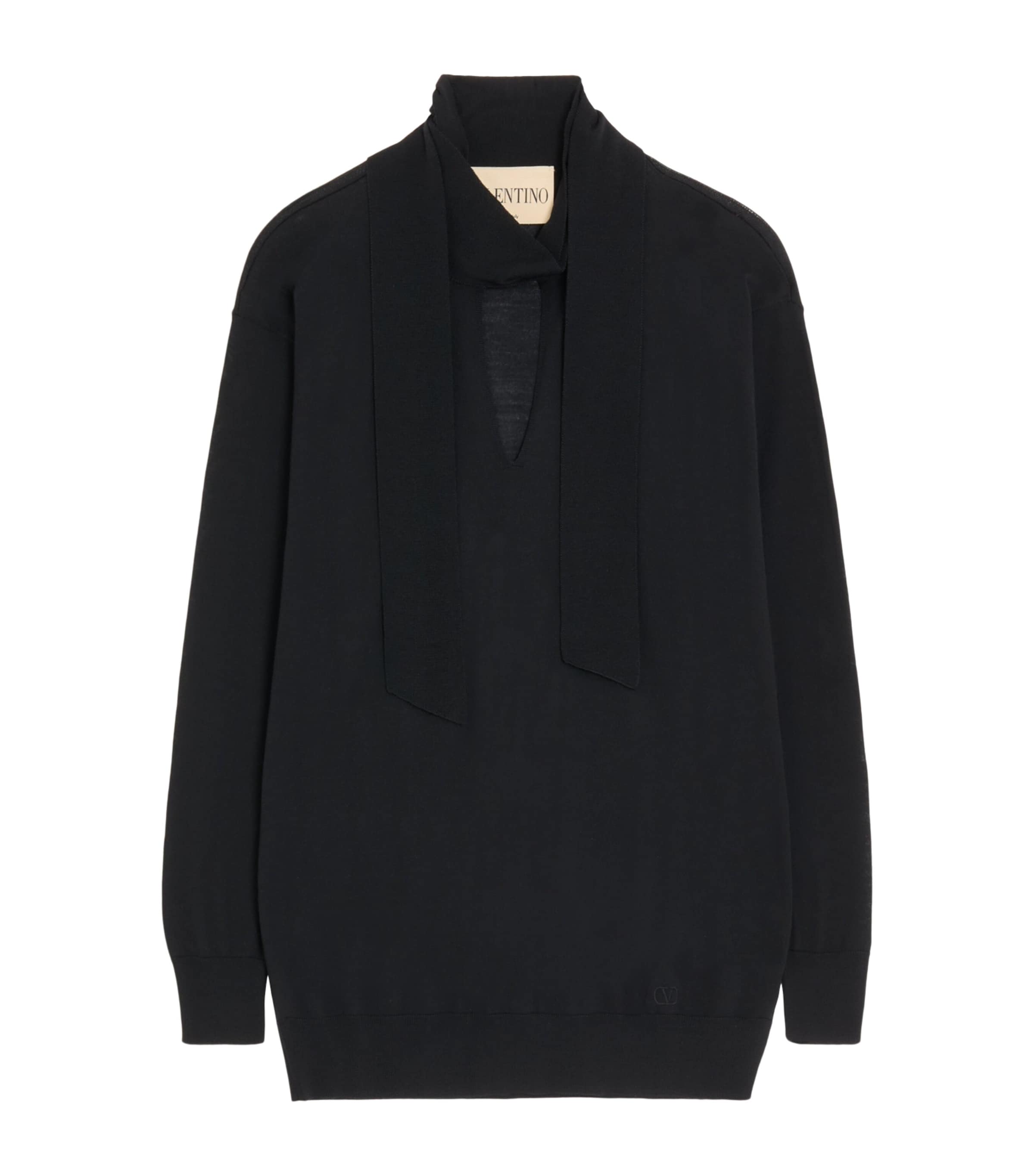 Valentino Womens Wool Tie-Neck Sweater