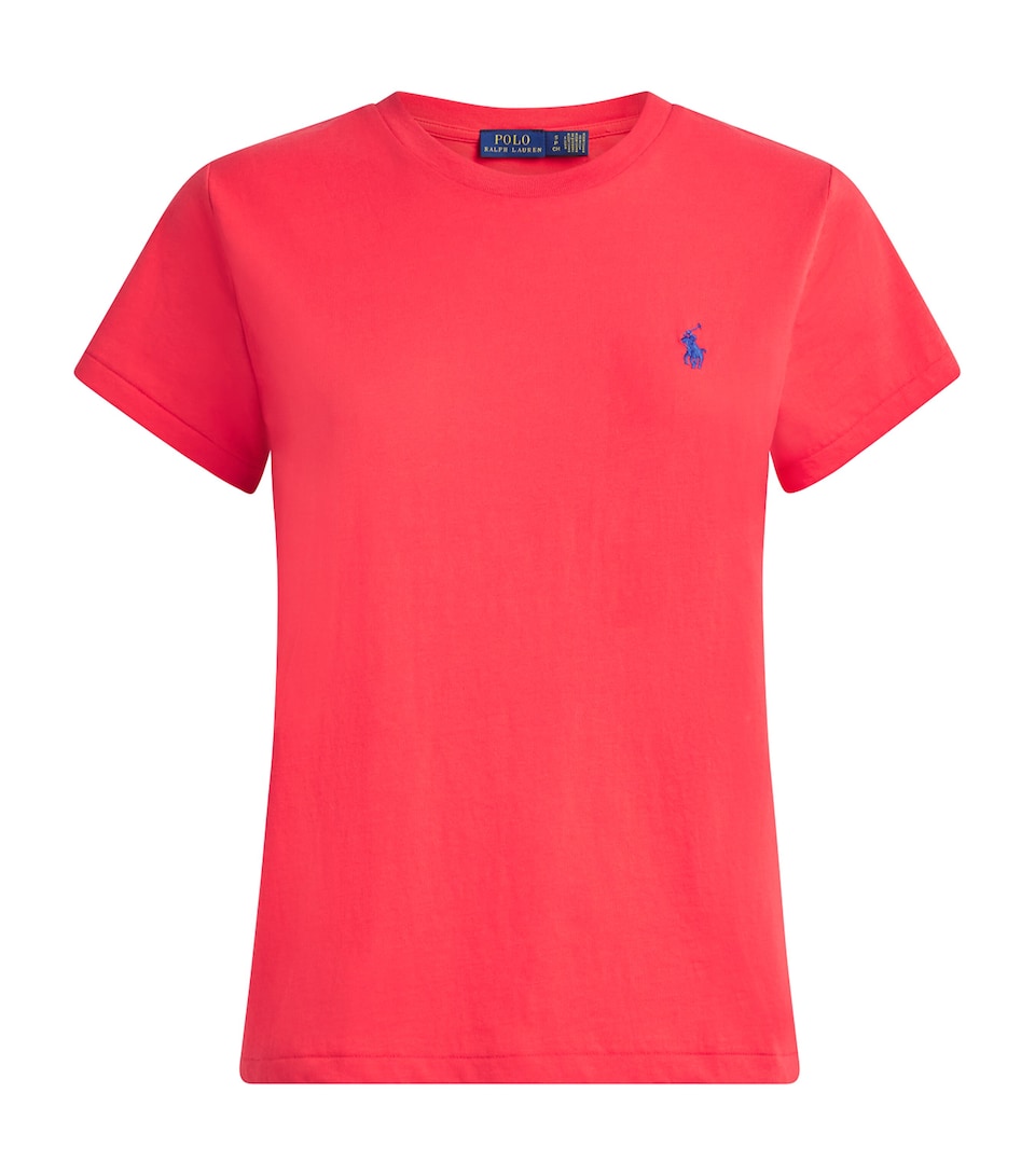 Polo Ralph Lauren Womens Cotton Polo Pony T-Shirt Bright Hibiscus
