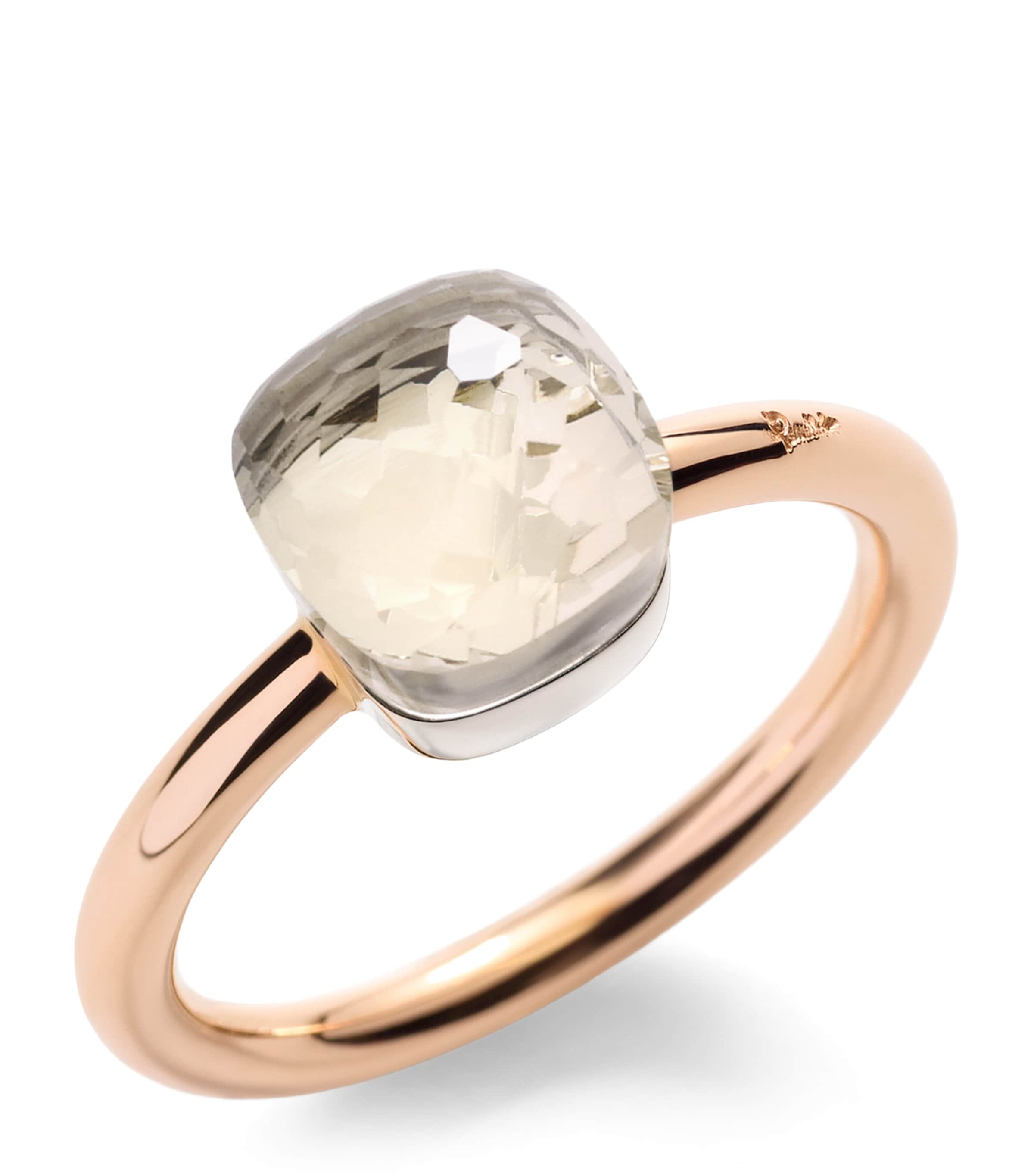 Pomellato Mixed Gold and White Topaz Nudo Petit Ring