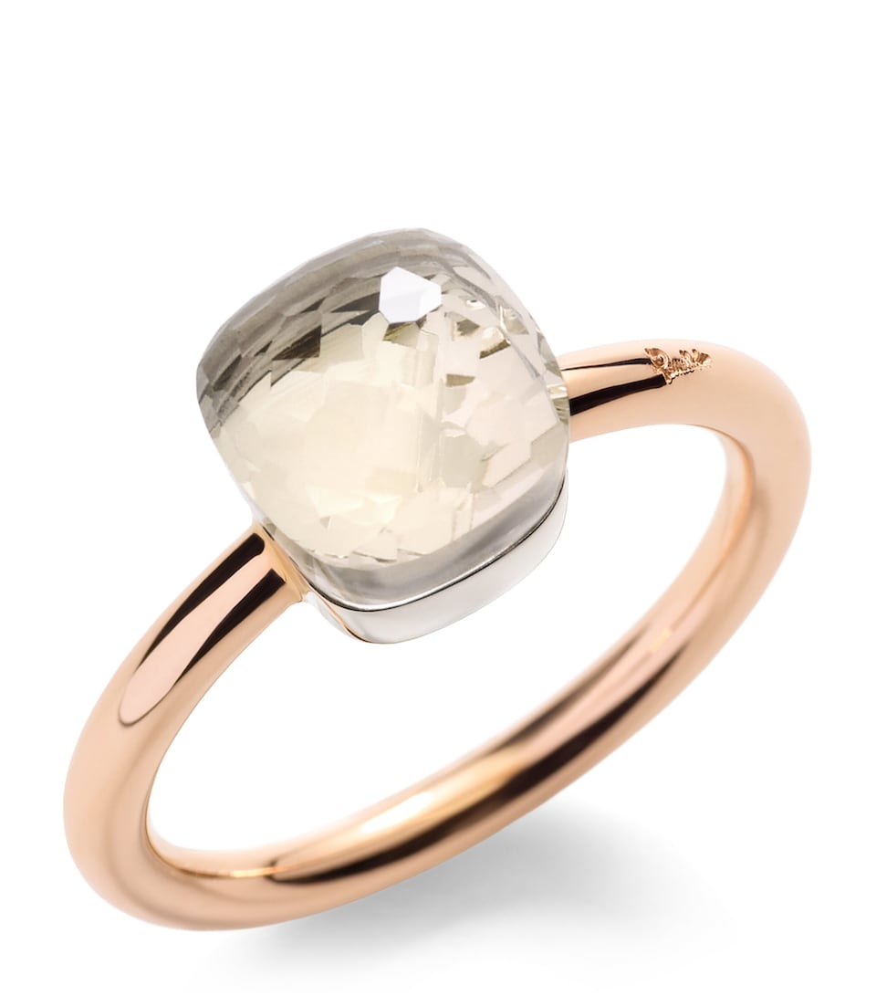 Pomellato Mixed Gold and White Topaz Nudo Petit Ring