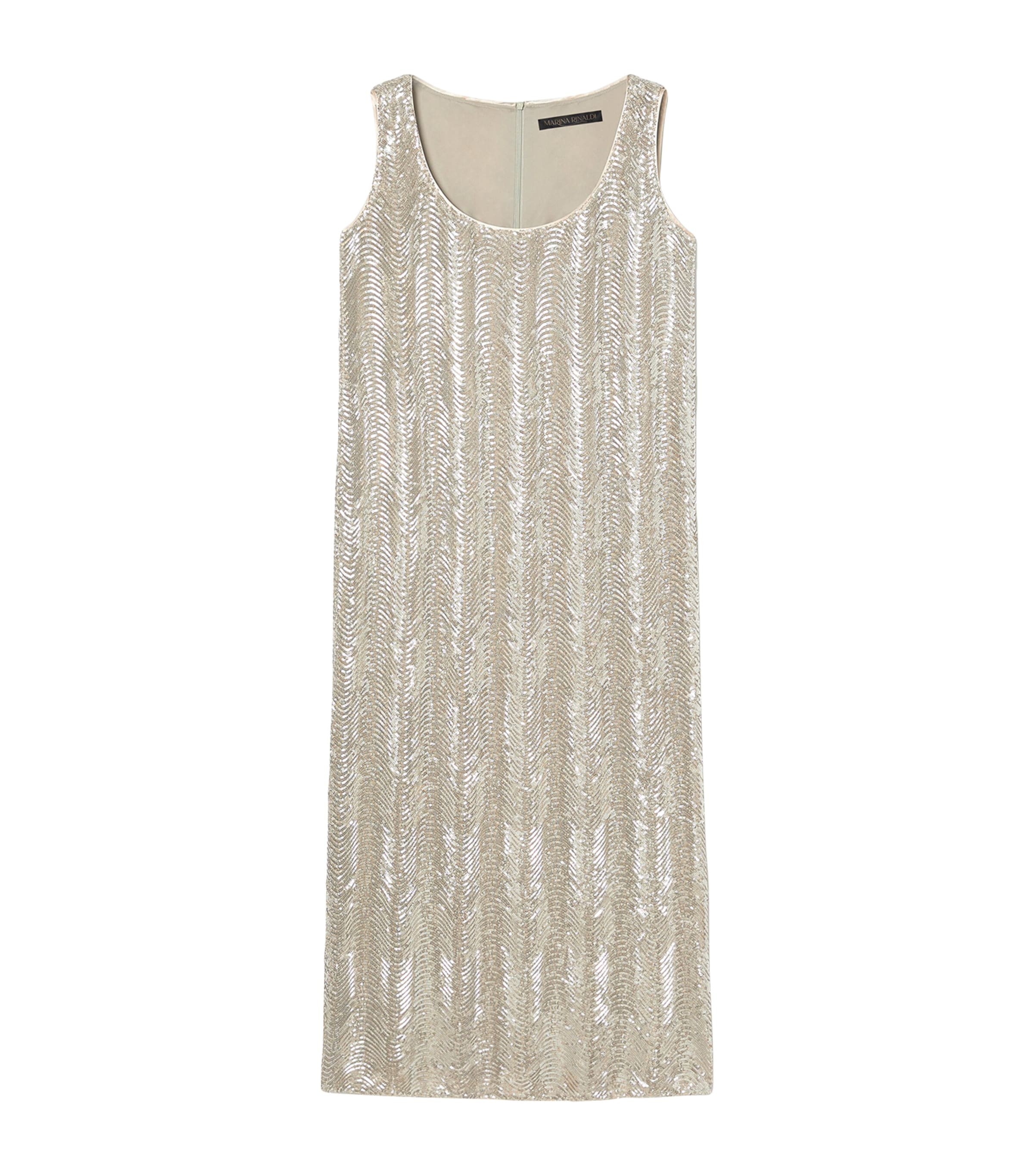 Sequin-Embellished Sacco Midi Dress
