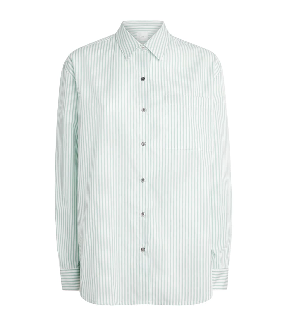 LESET Womens Cotton-Blend Stripe Yoshi Shirt Vert Stripe