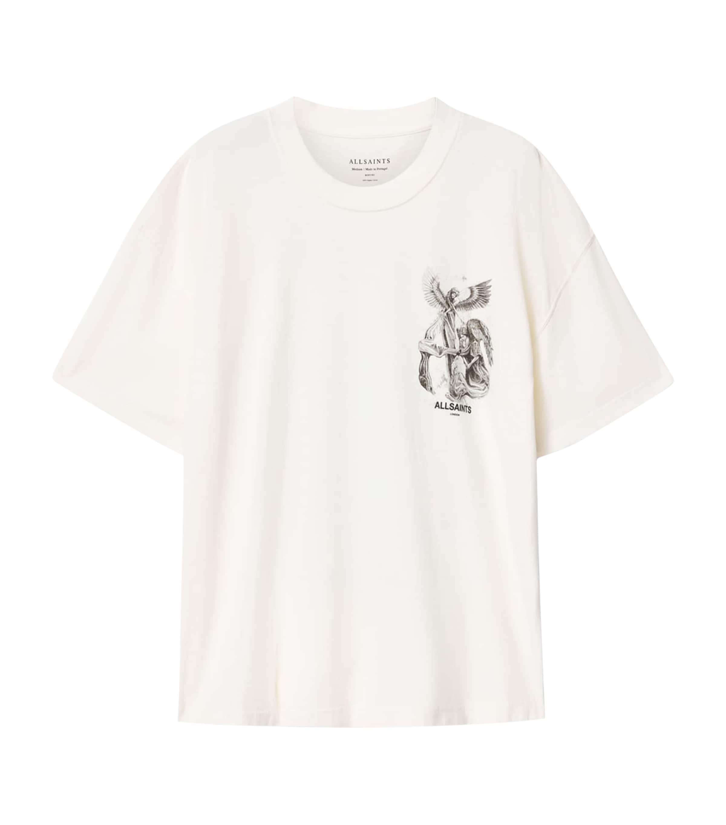 AllSaints Mens Angel-Print Seraph T-Shirt Chalk White