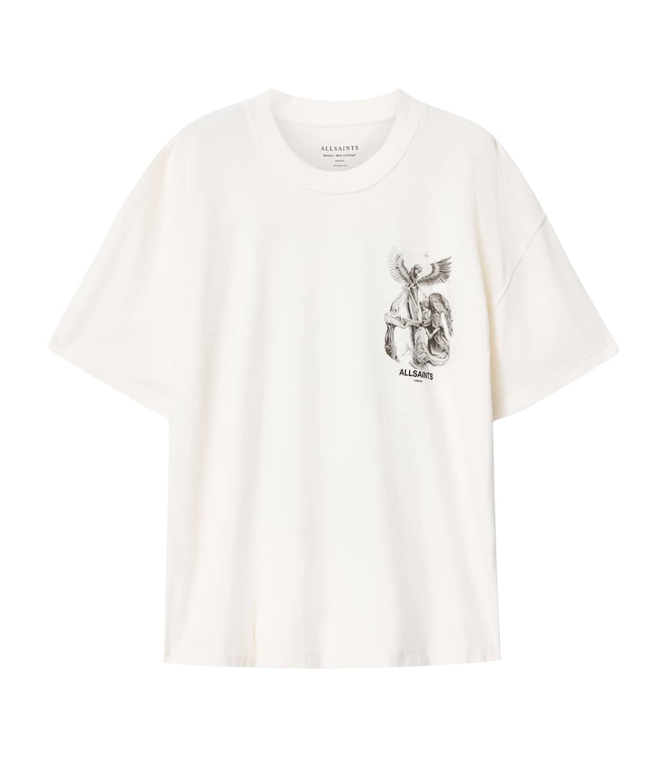 AllSaints Mens Angel-Print Seraph T-Shirt Chalk White
