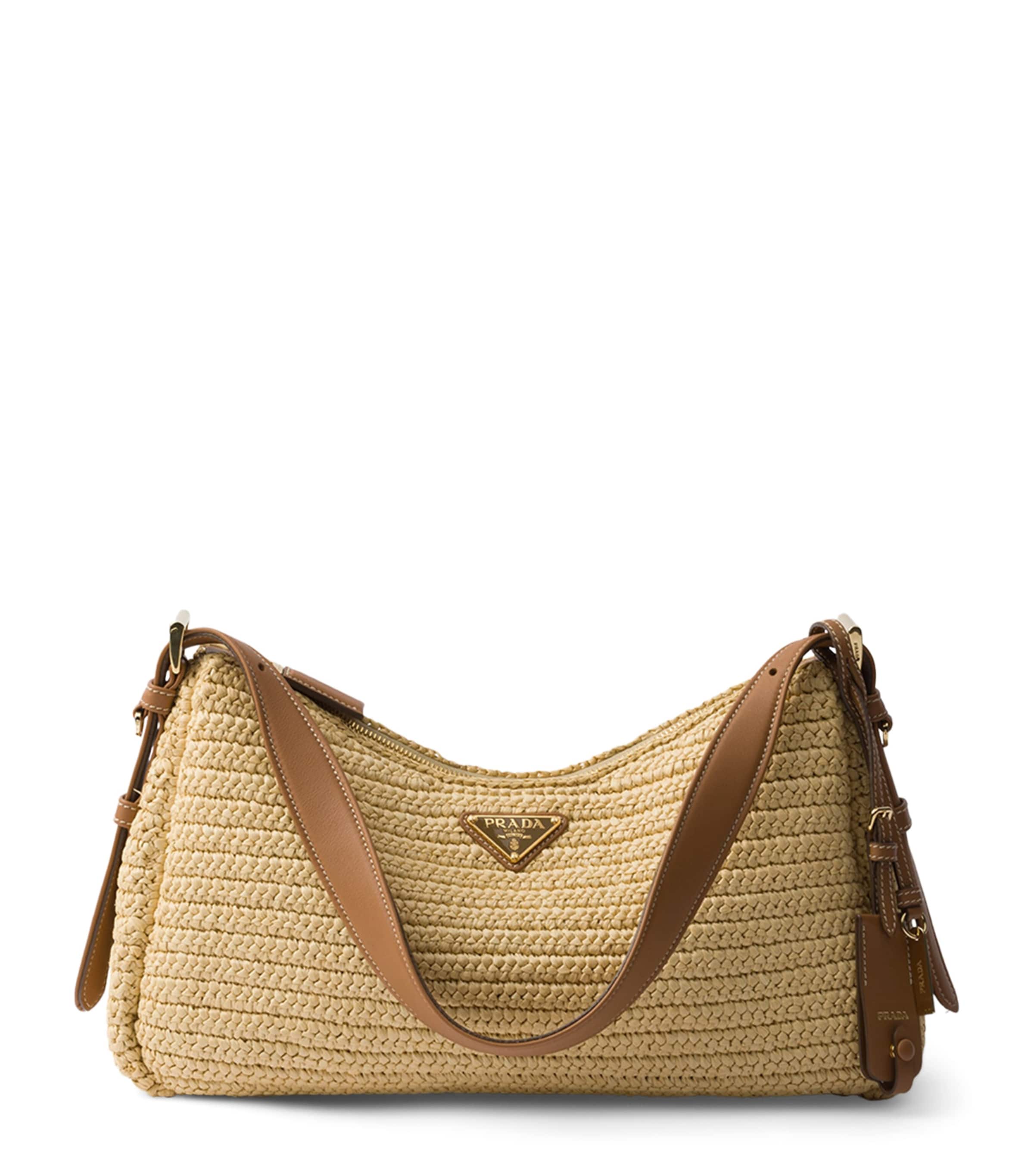 Prada Large Crochet and Leather Aimée Shoulder Bag