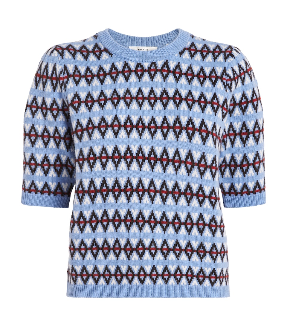 FRAME Womens Cashmere Fair Isle Sweater Eriwinkle Fairisle