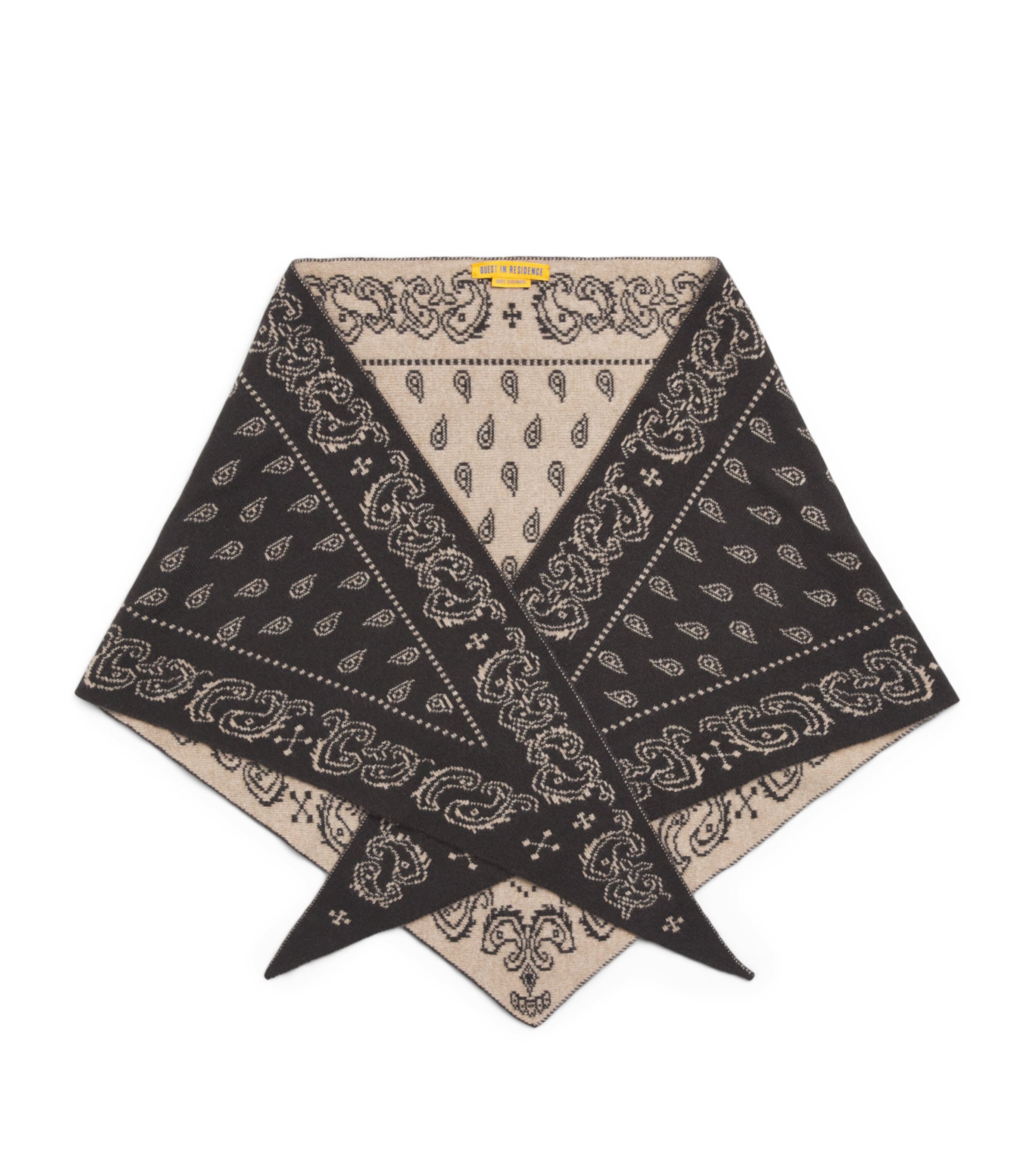 Guest In Residence Cashmere Paisley Wild Rag Scarf Burnt Cocoa/dune