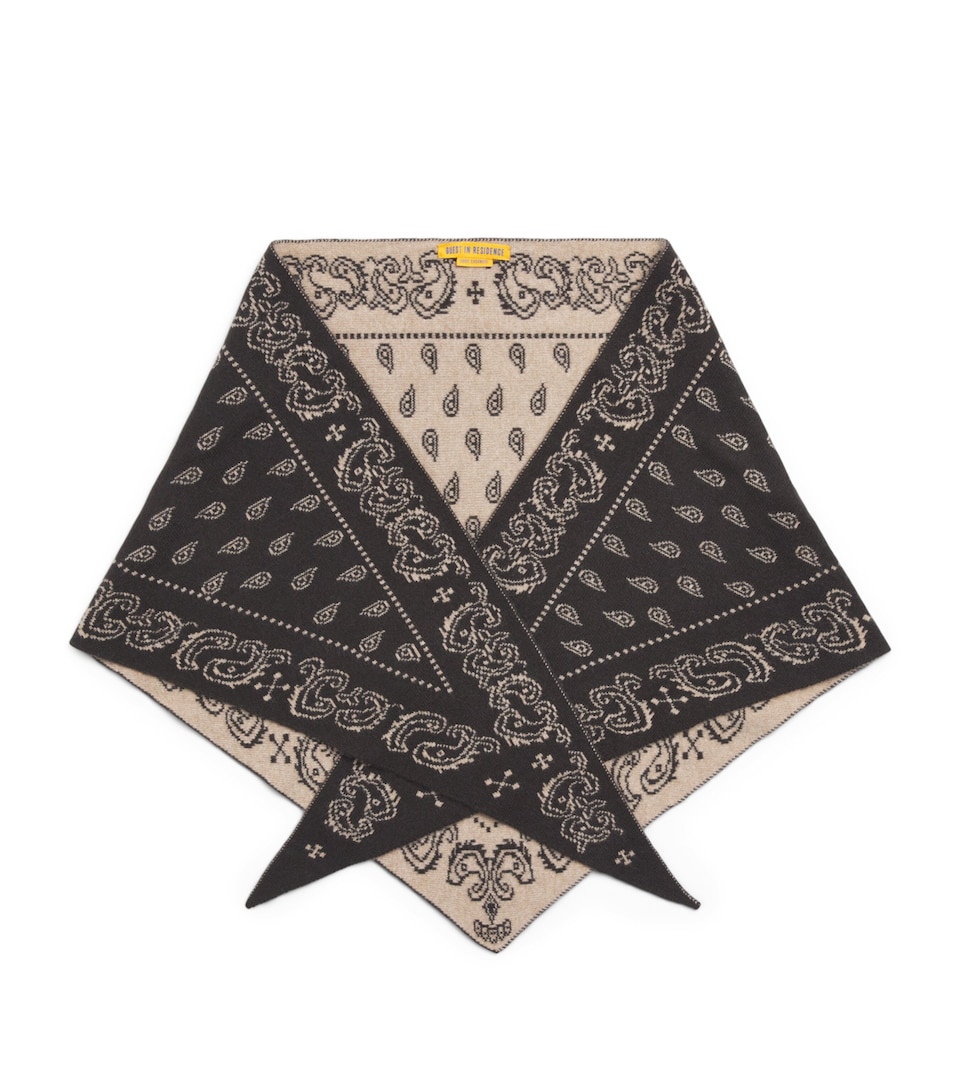 Guest In Residence Cashmere Paisley Wild Rag Scarf Burnt Cocoa/dune