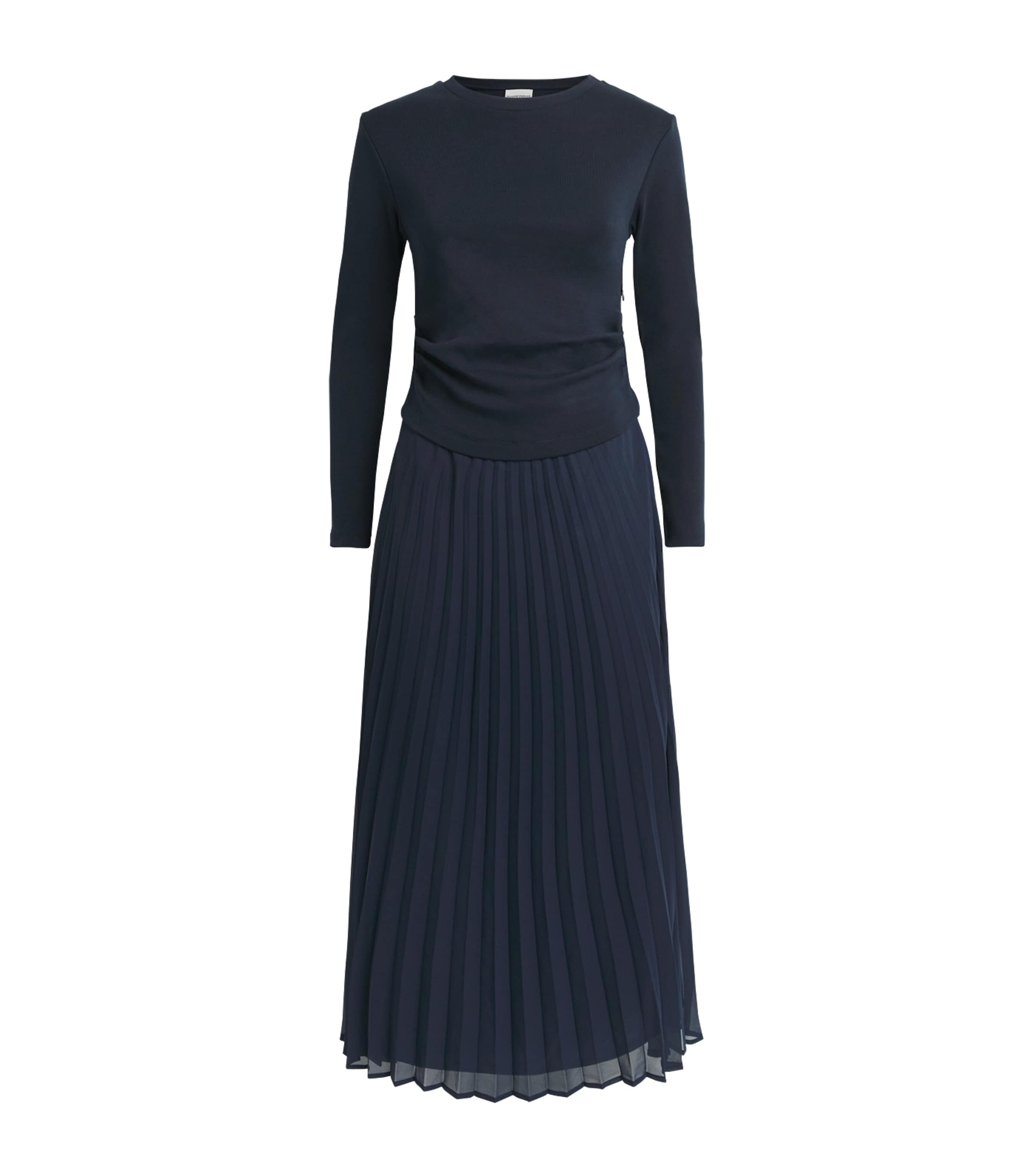 Claudie Pierlot Womens Pleated Skirt Midi Dress Navy