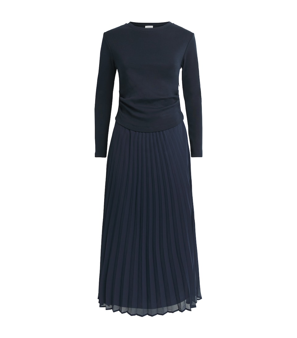 Claudie Pierlot Womens Pleated Skirt Midi Dress Navy