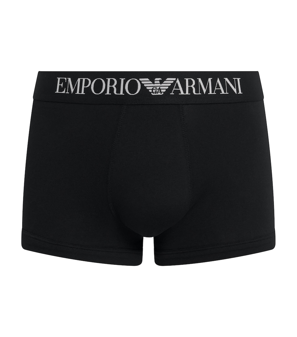 Emporio Armani Mens Stretch-Cotton Logo Trunks Black