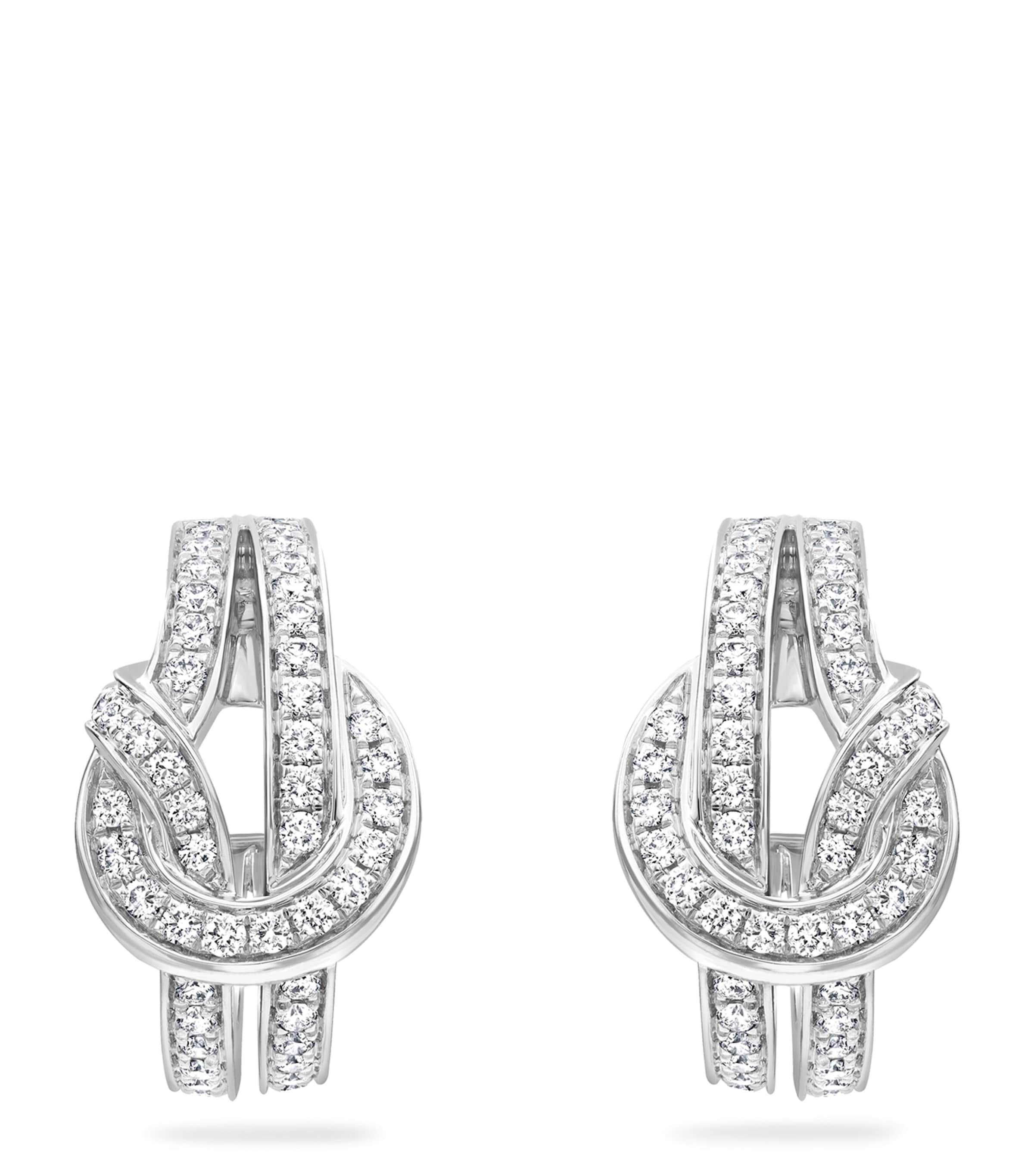 Boodles White Gold and Diamond The Knot Earrings Silver