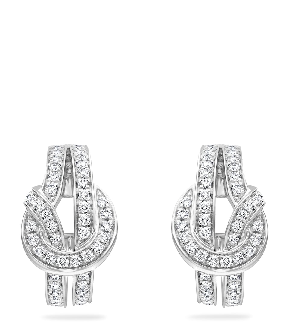 Boodles White Gold and Diamond The Knot Earrings Silver