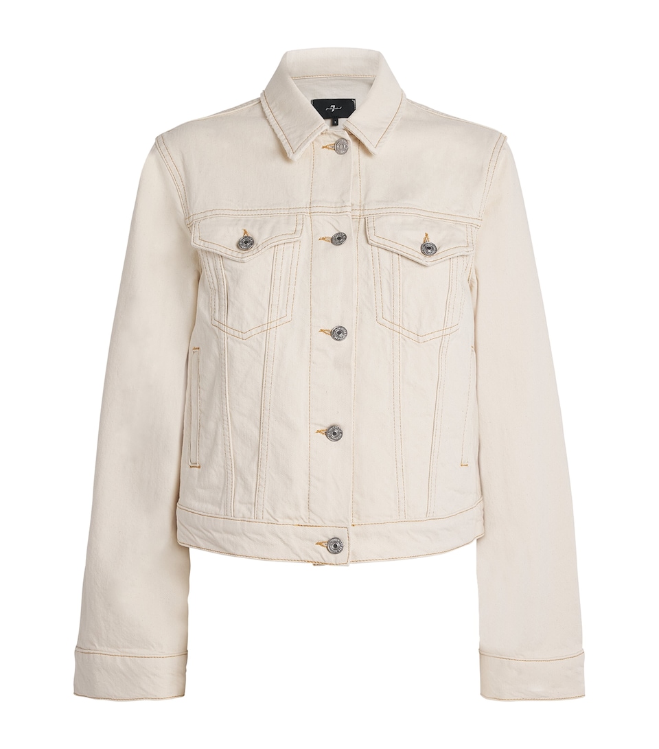 7 For All Mankind Womens Denim Trucker Jacket Solitary Star