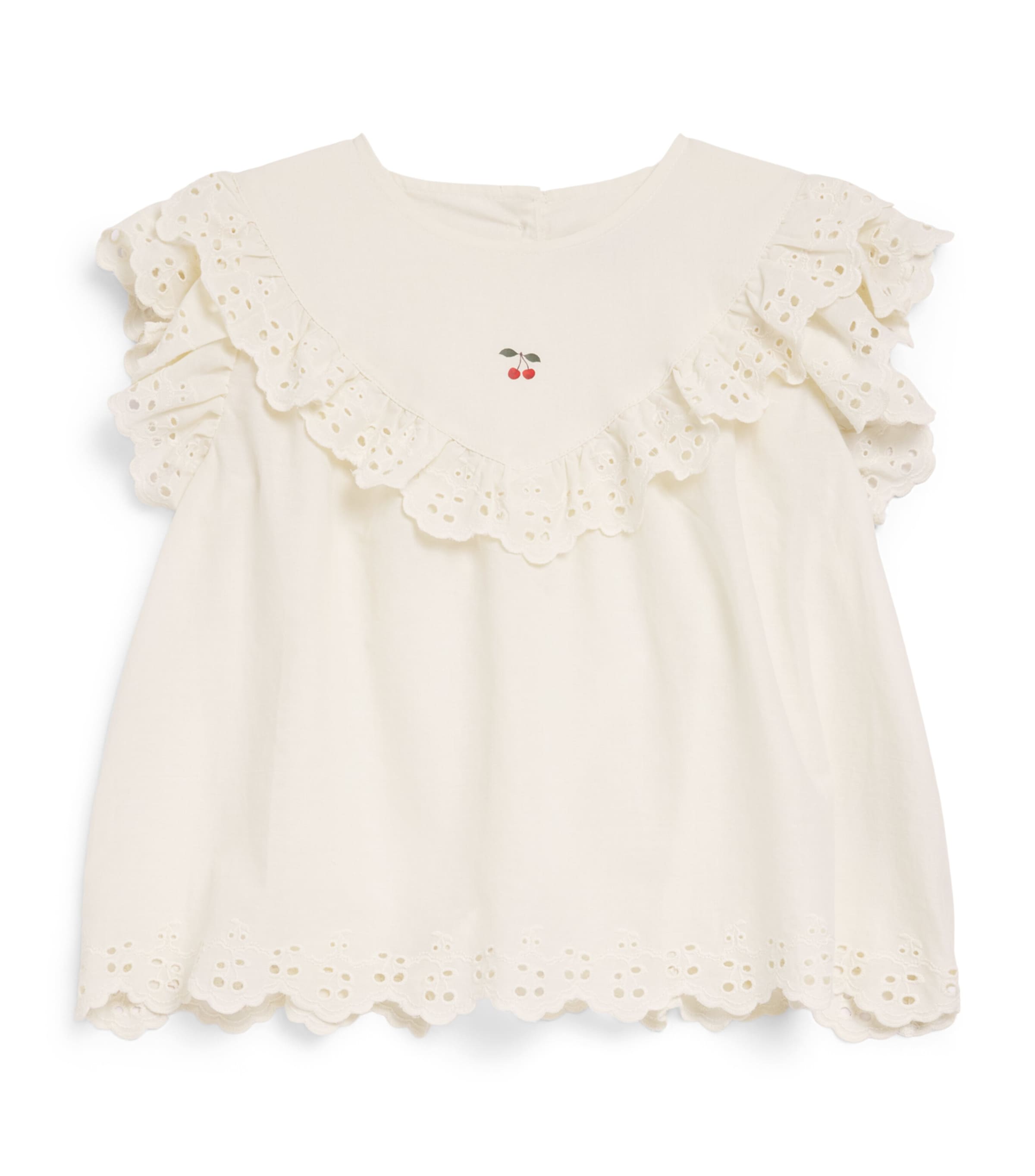 KONGES SLOJD Cotton Embroidered Posey Top (9 Months-10 Years) Antique