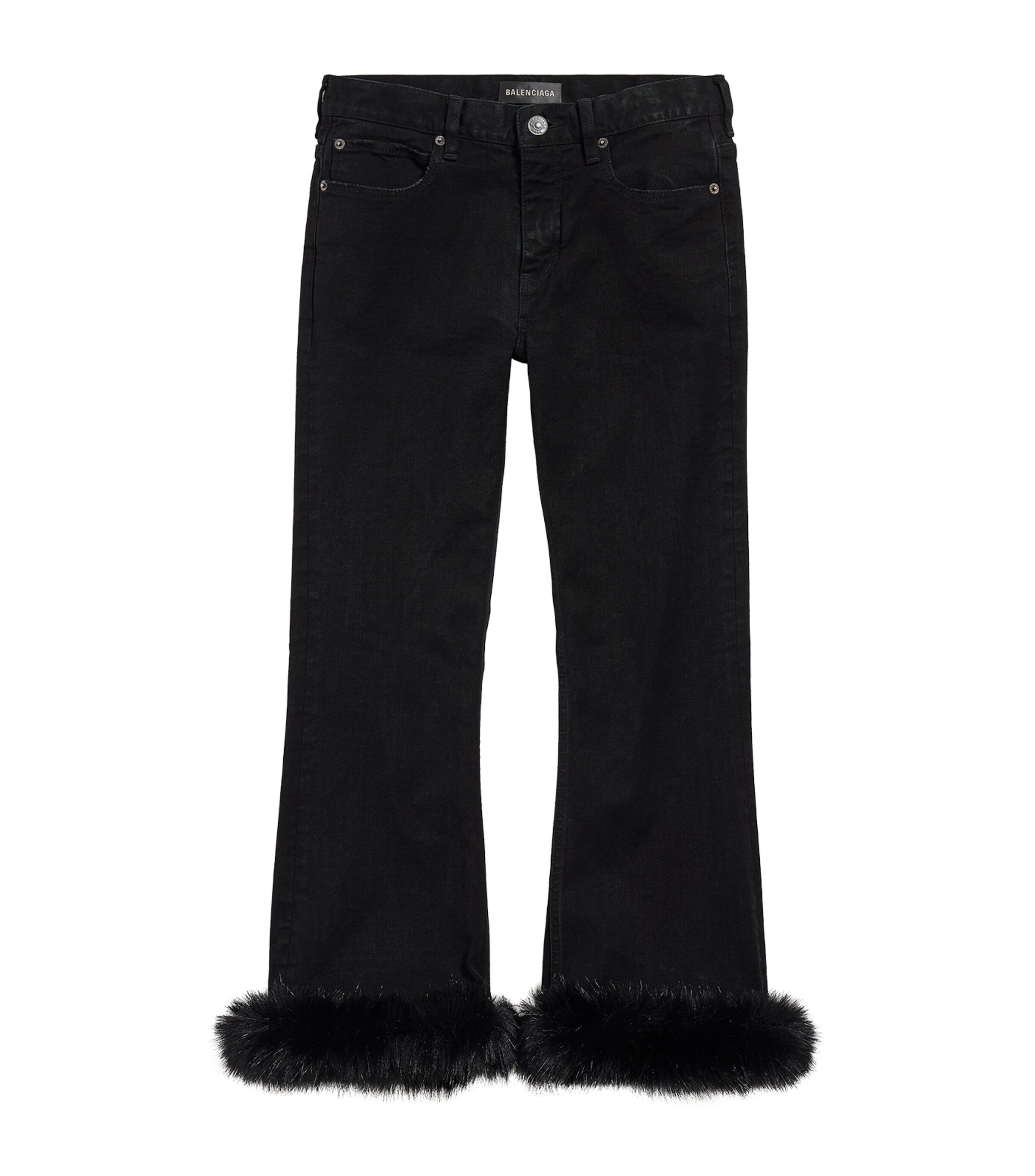 Faux Fur-Trim Capri Trousers