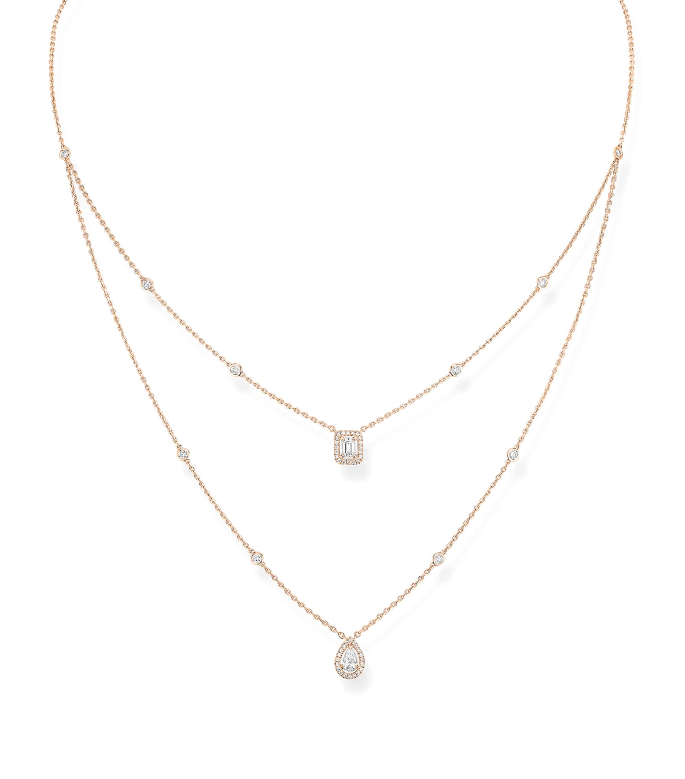 Rose Gold and Diamond My Twin Layered Necklace