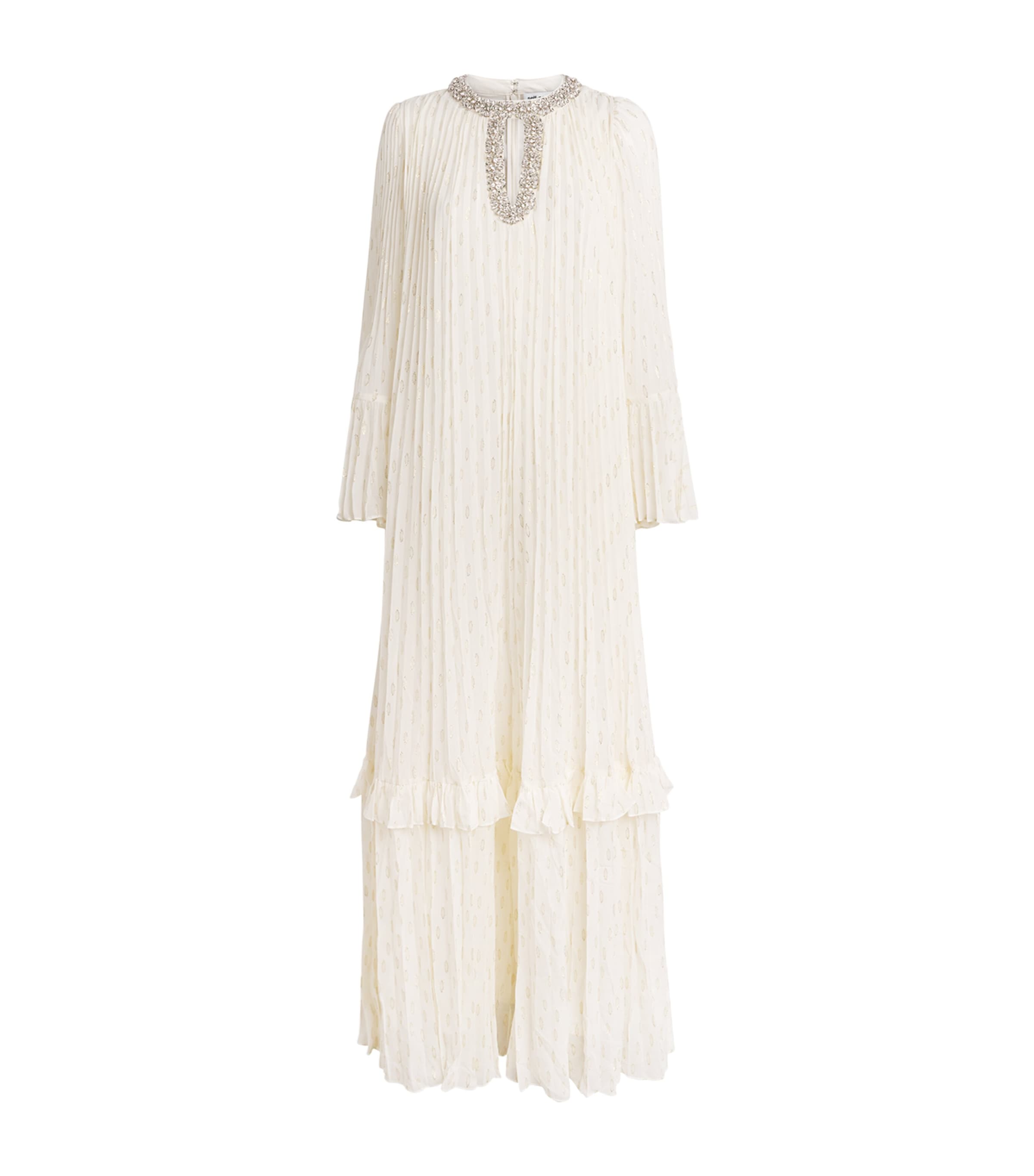 Embellished-Neckline Maxi Dress