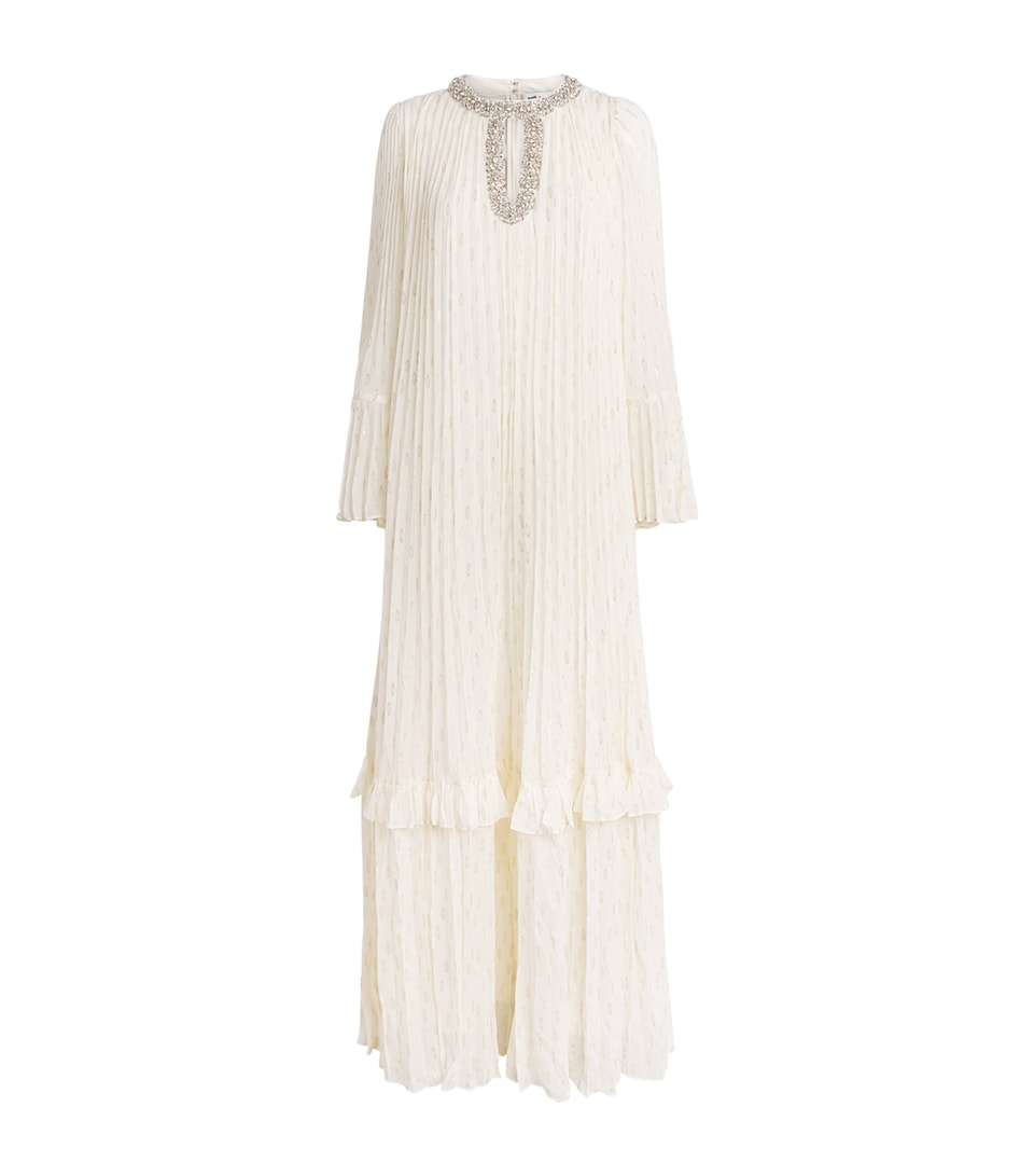 Embellished-Neckline Maxi Dress