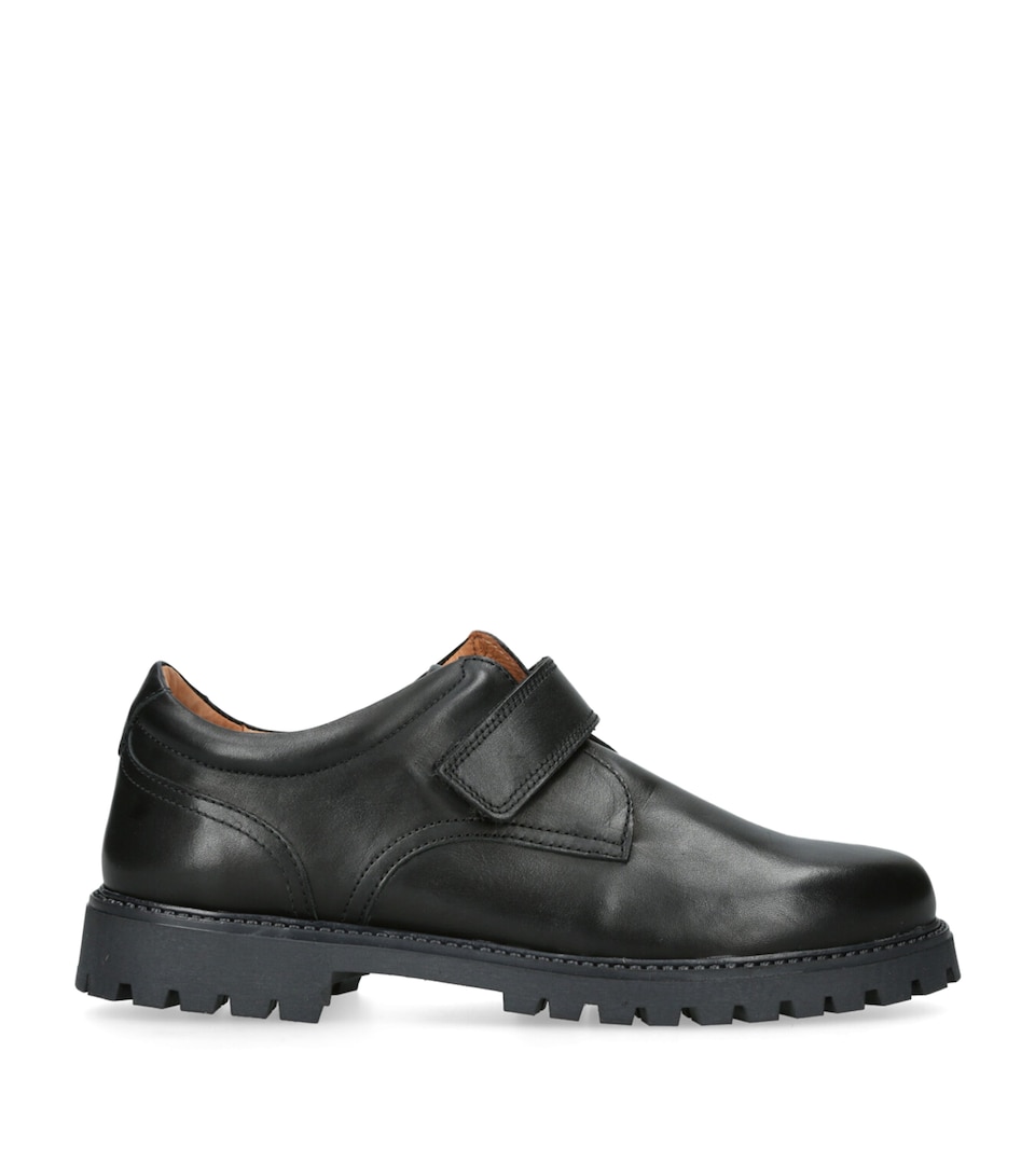 papouelli Leather Harry School Shoes Black