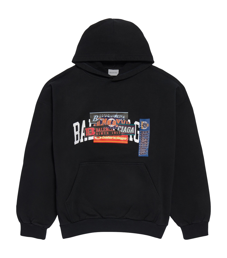 Balenciaga Mens Cotton Bumper Sticker Hoodie