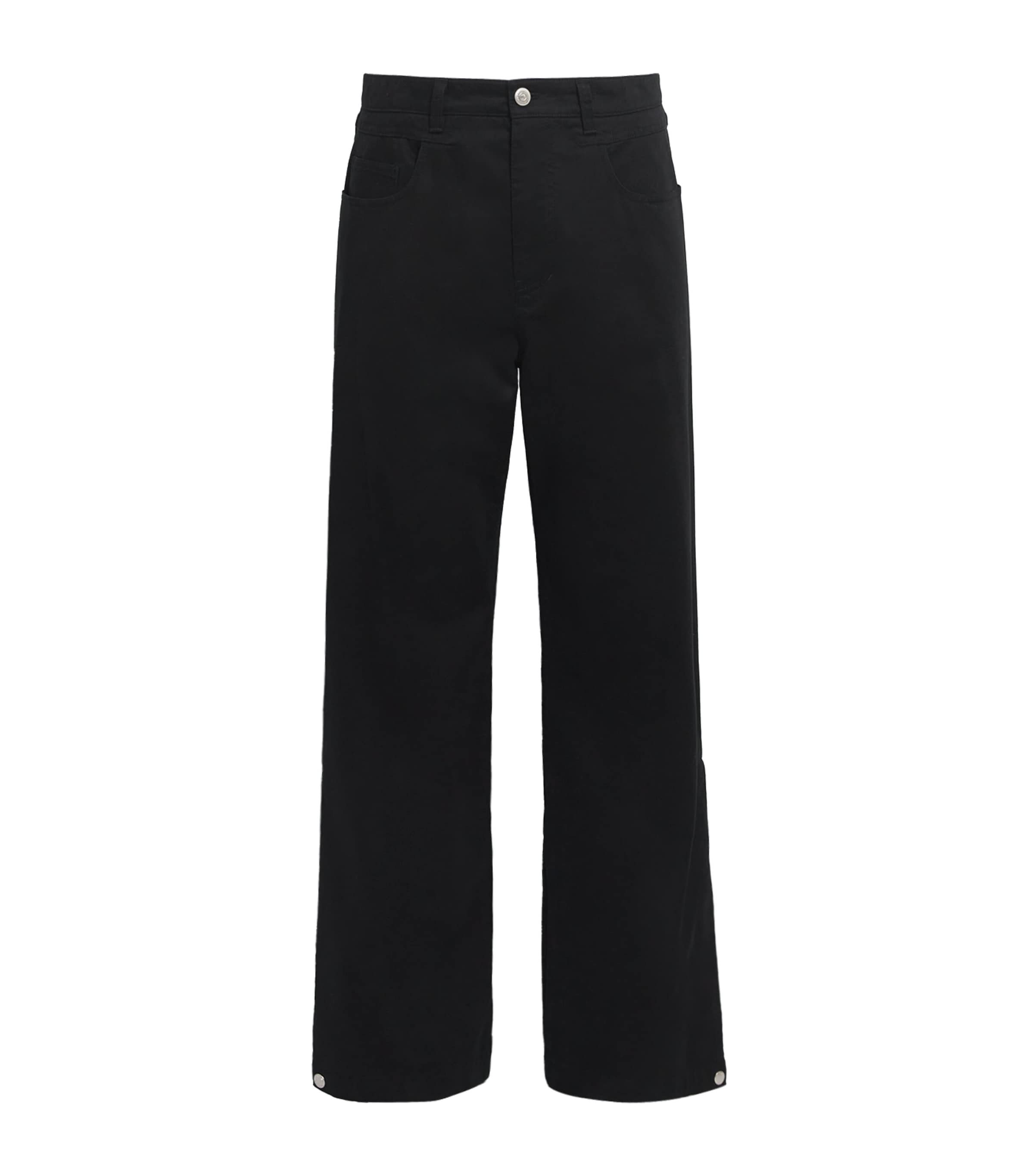 System Mens Cotton-Blend Side-Pleated Trousers Black