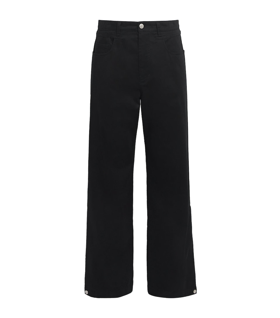 System Mens Cotton-Blend Side-Pleated Trousers Black