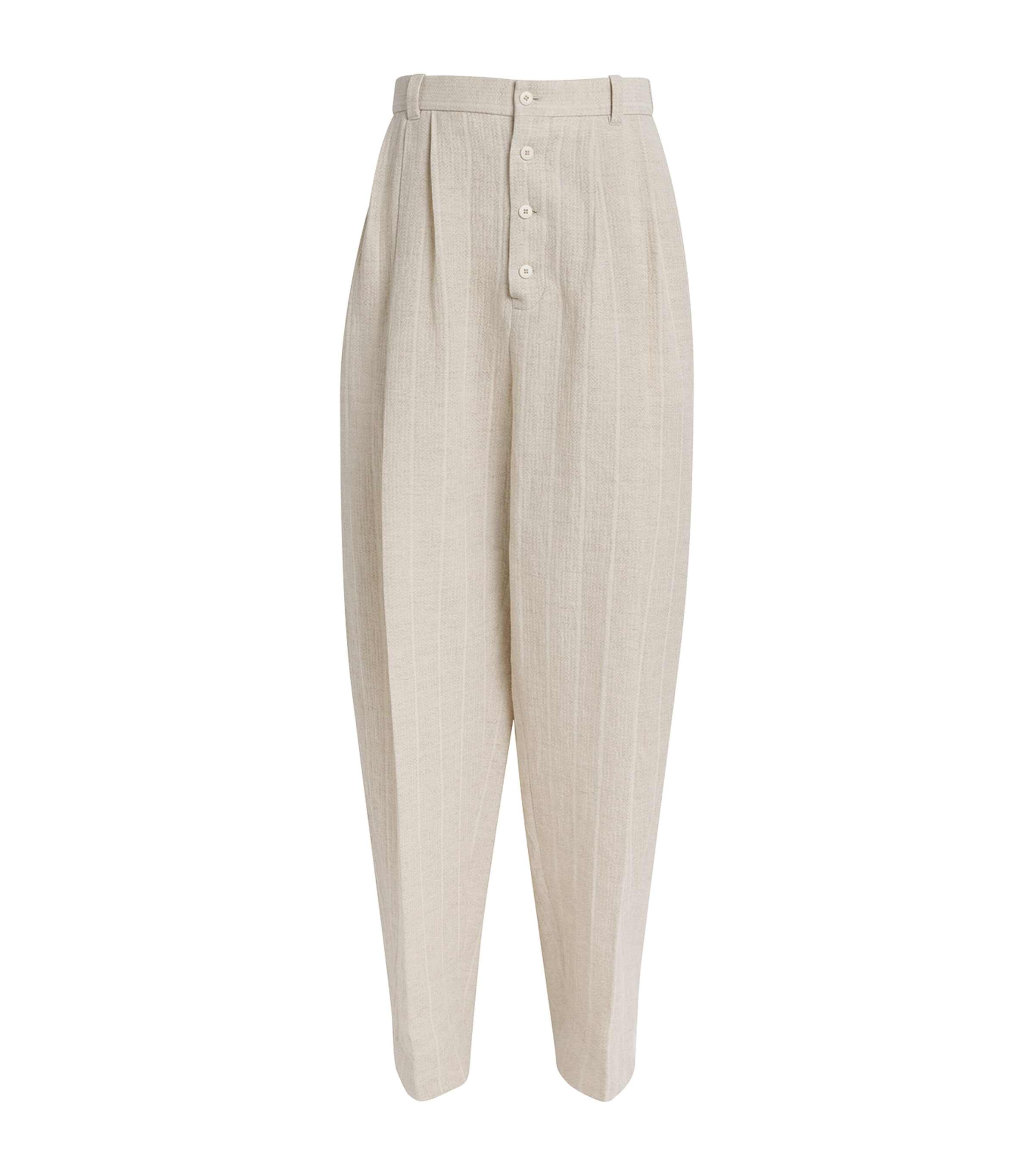 Cotton-Linen Pleated Trousers