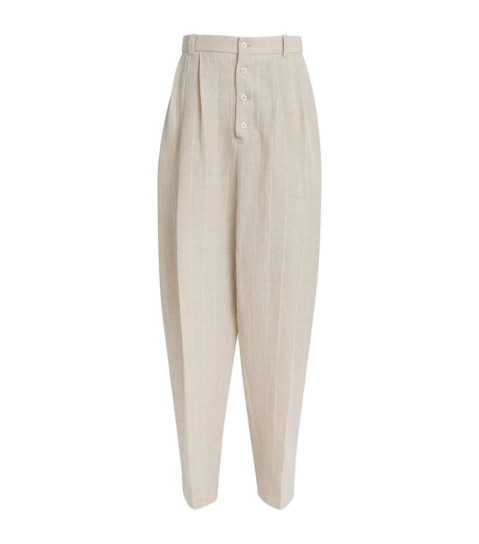 Cotton-Linen Pleated Trousers
