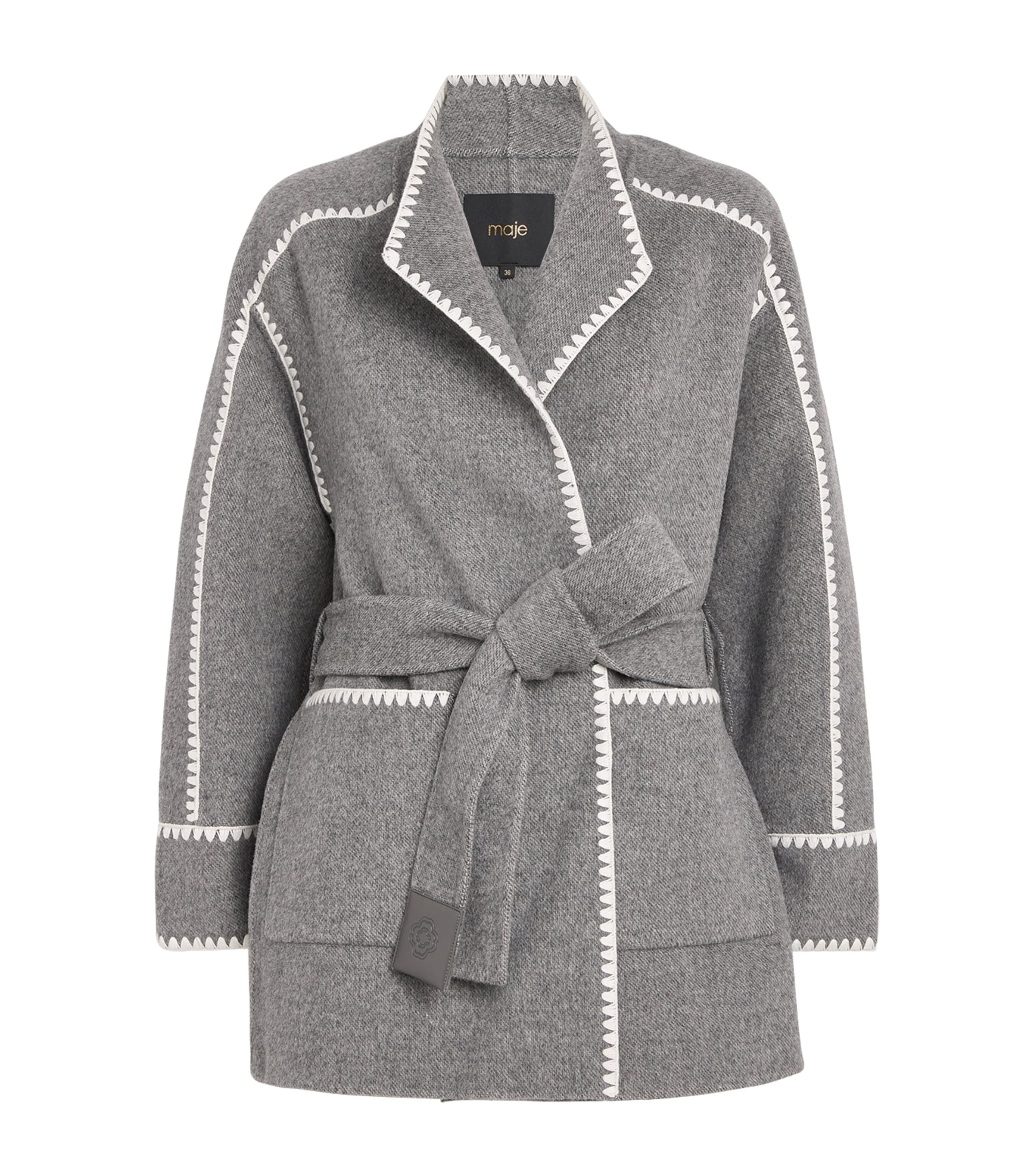 Wool-Blend Wrap Coat