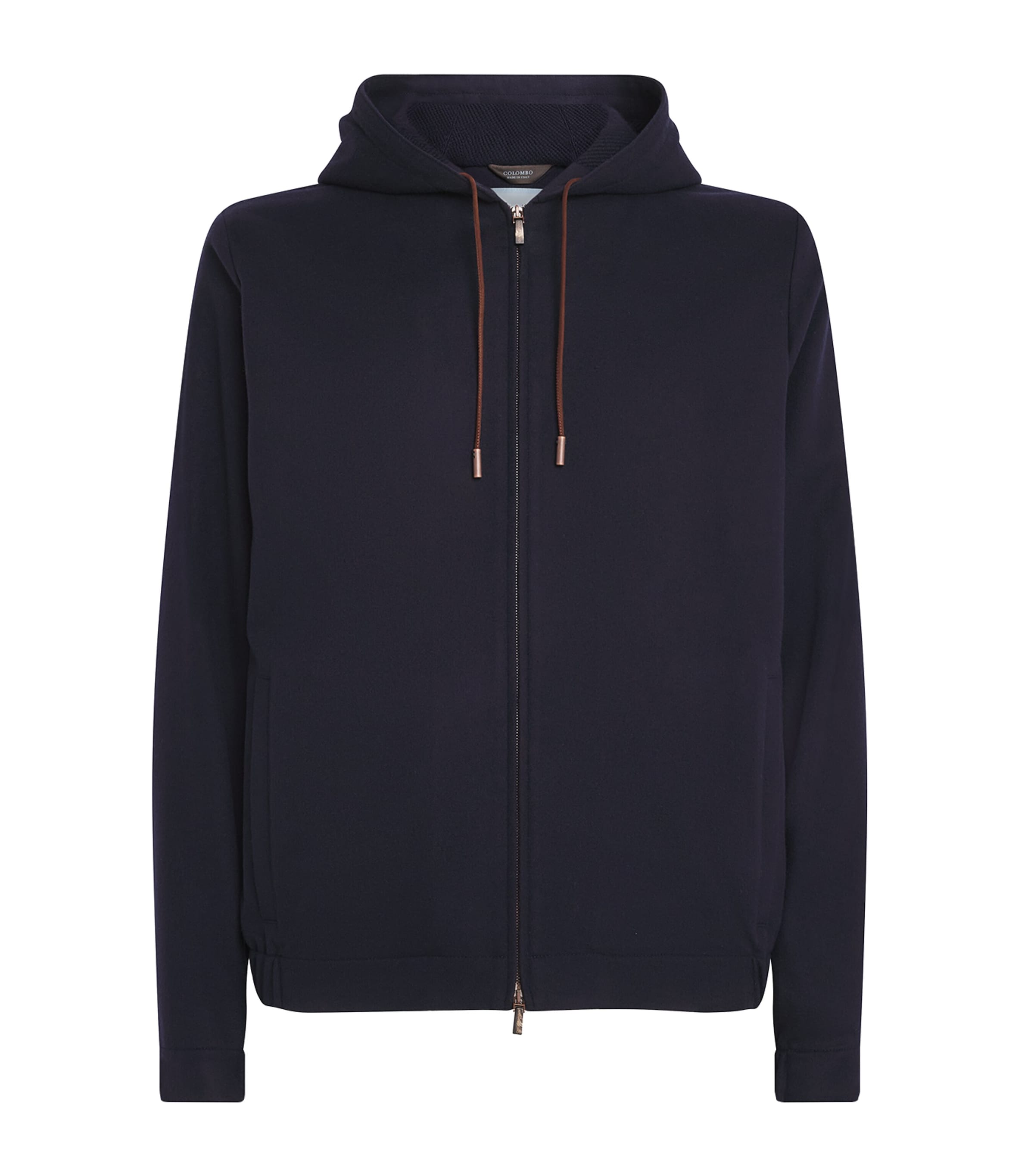 Colombo Mens Wool Zip-Up Hoodie Dark Blue