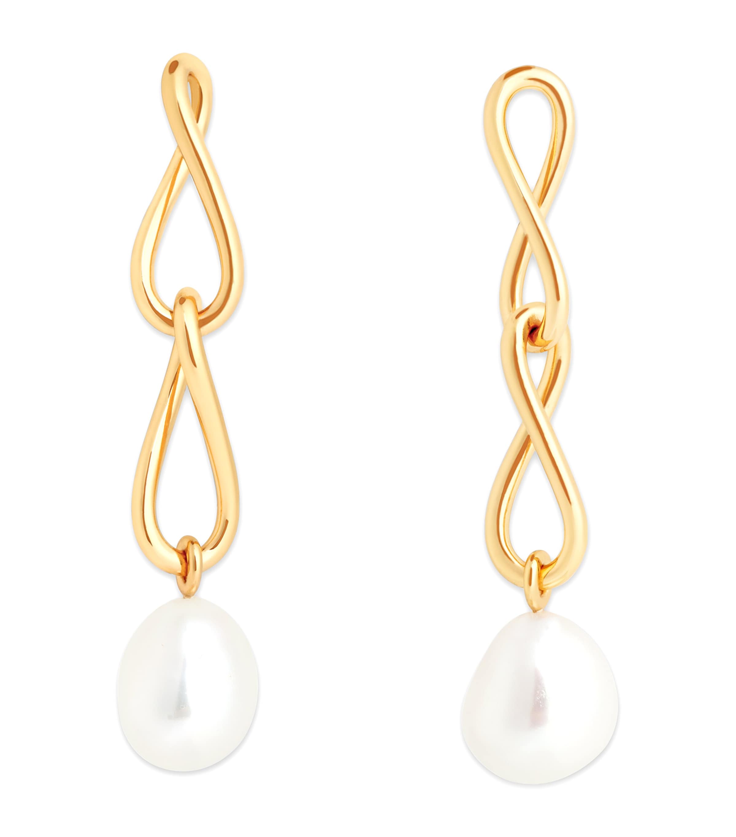 Gold-Plated Silver and Pearl Drop Earrings