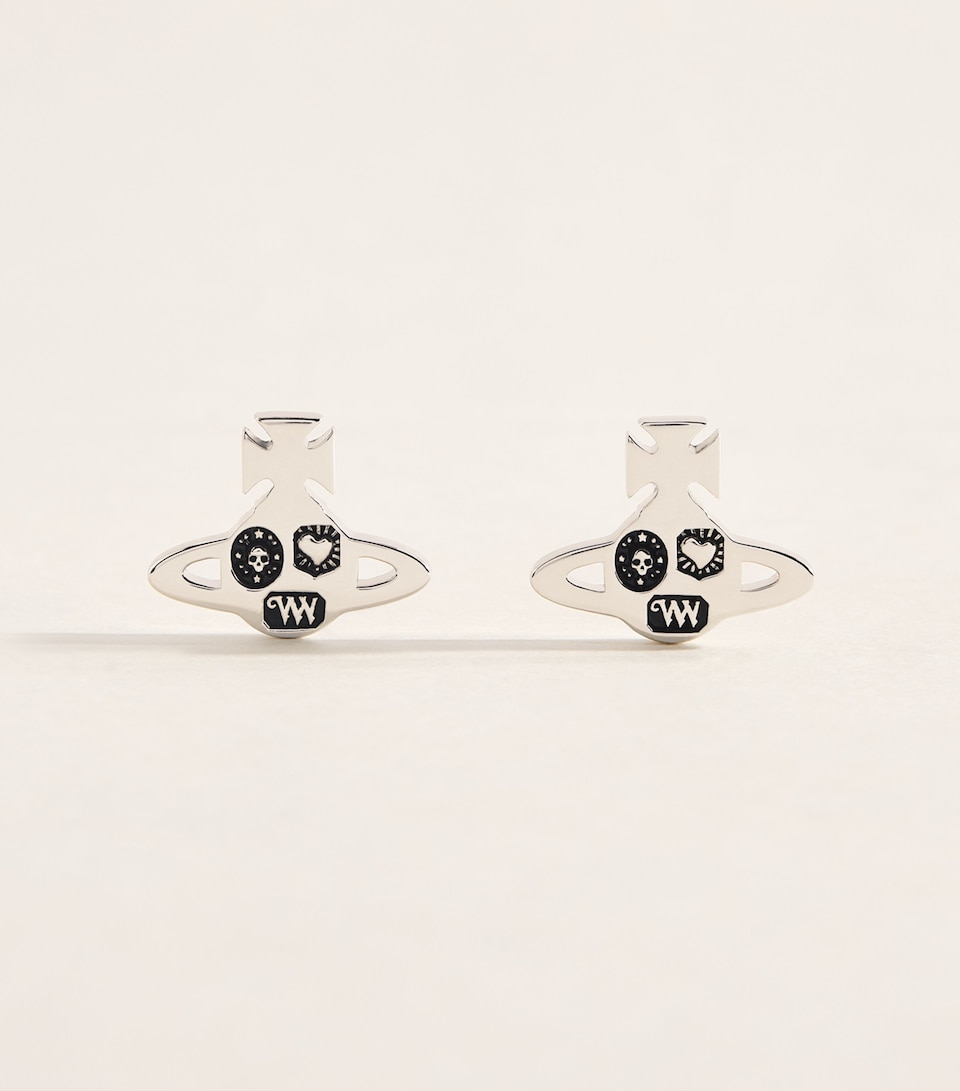 Vivienne Westwood Crispin Stud Earrings Antique Platinum