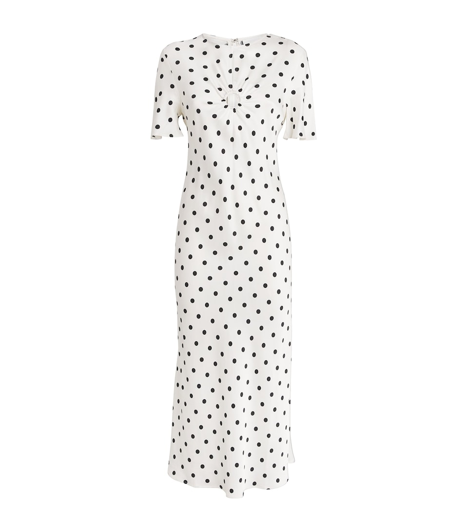 Satin Polka-Dot Maxi Dress