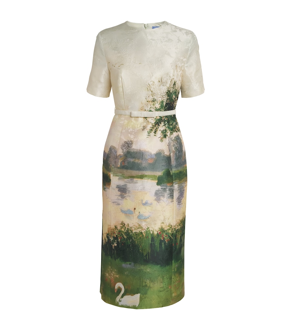 LEO LIN Womens Jacquard Elizabeth Midi Dress Serene Print