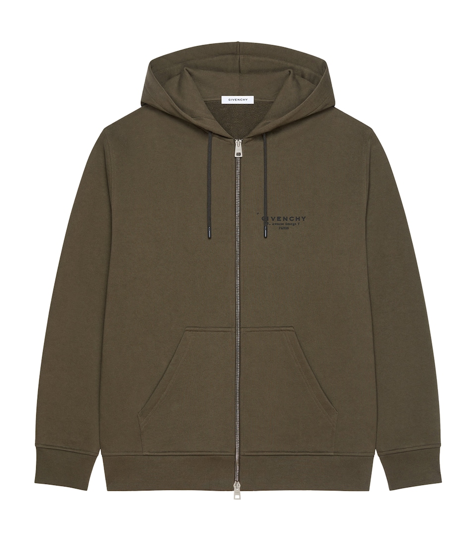 Givenchy Mens Cotton-Blend Logo Hoodie Khaki