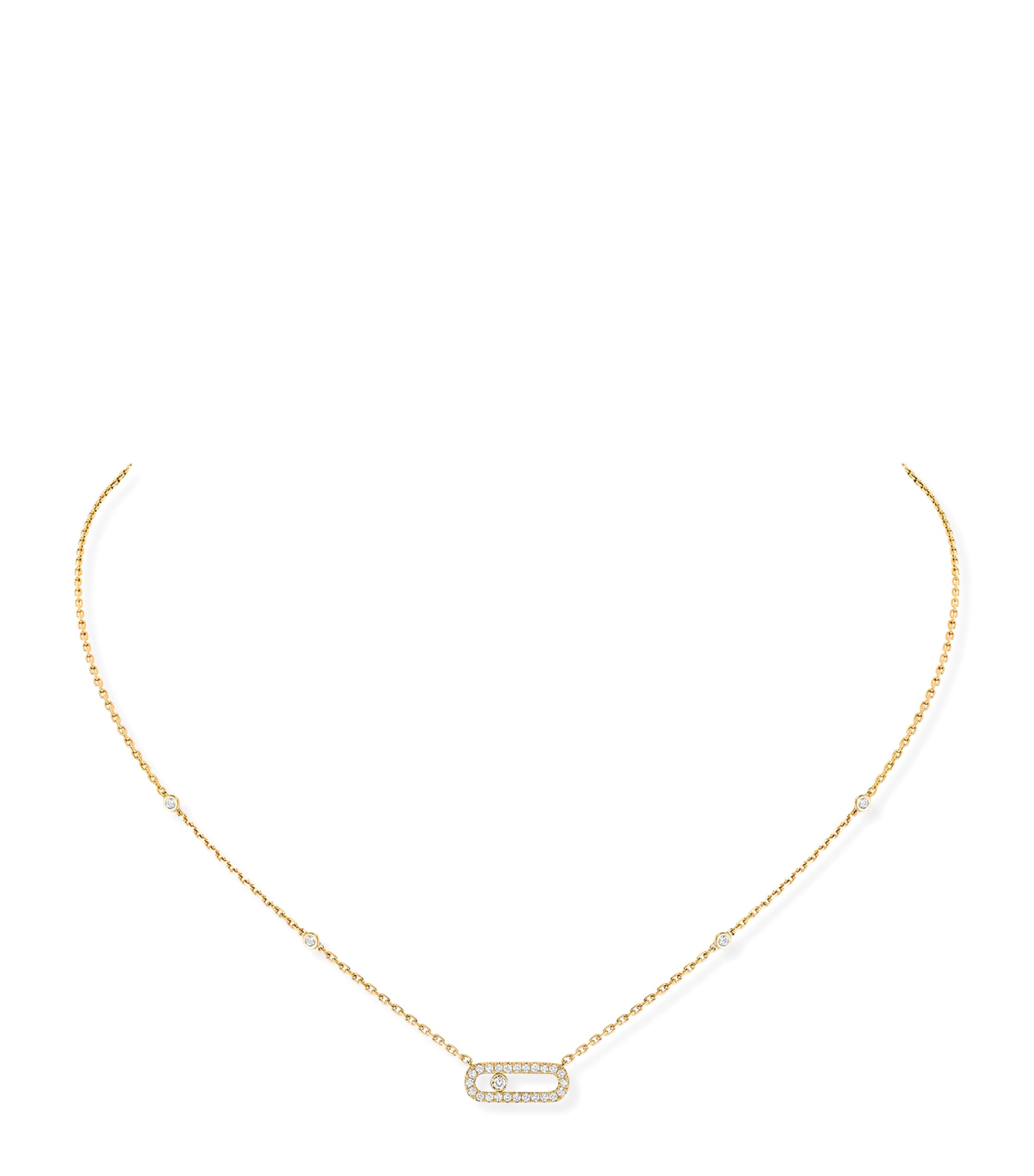 Messika Move Uno Yellow Gold and Diamond Pavé Necklace Yellow Gold