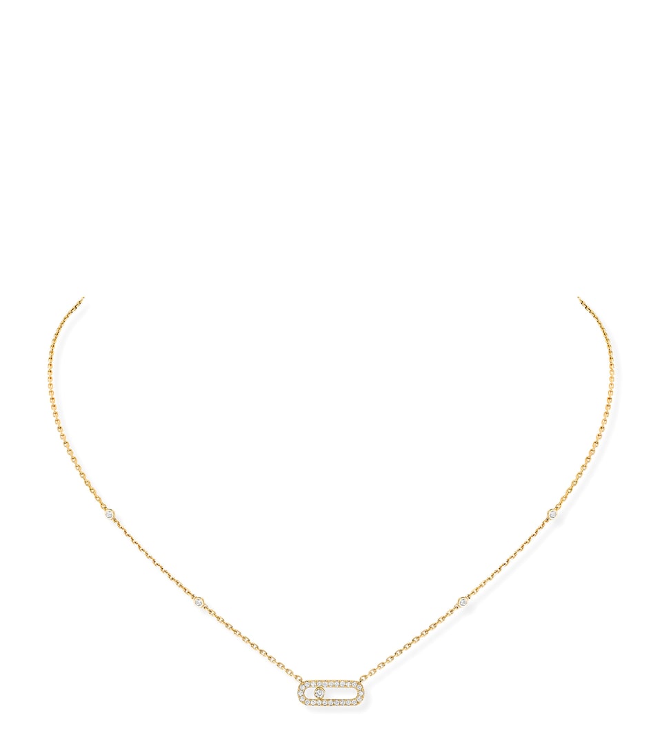 Messika Move Uno Yellow Gold and Diamond Pavé Necklace Yellow Gold