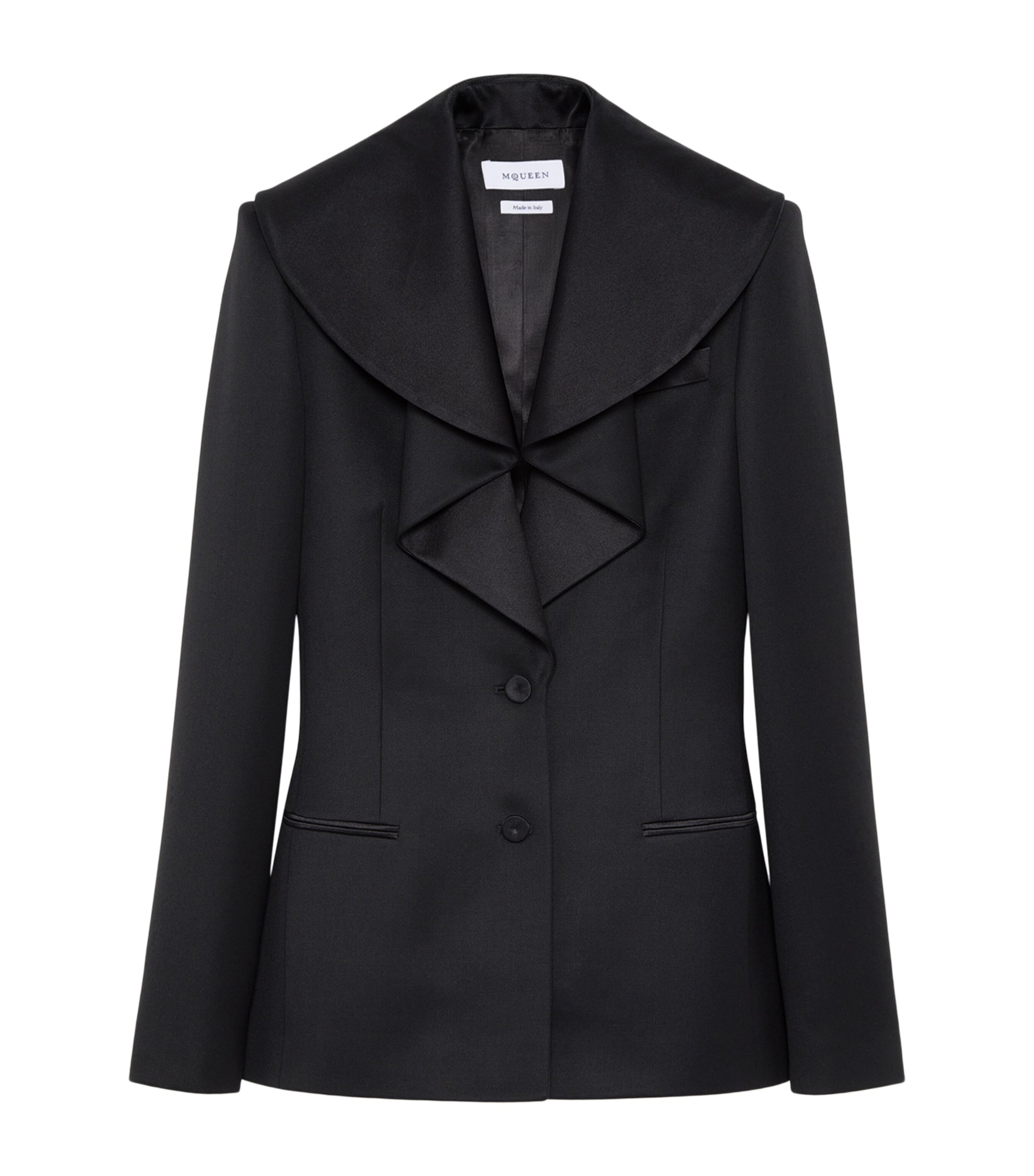 McQueen Womens Wool Waterfall-Collar Blazer