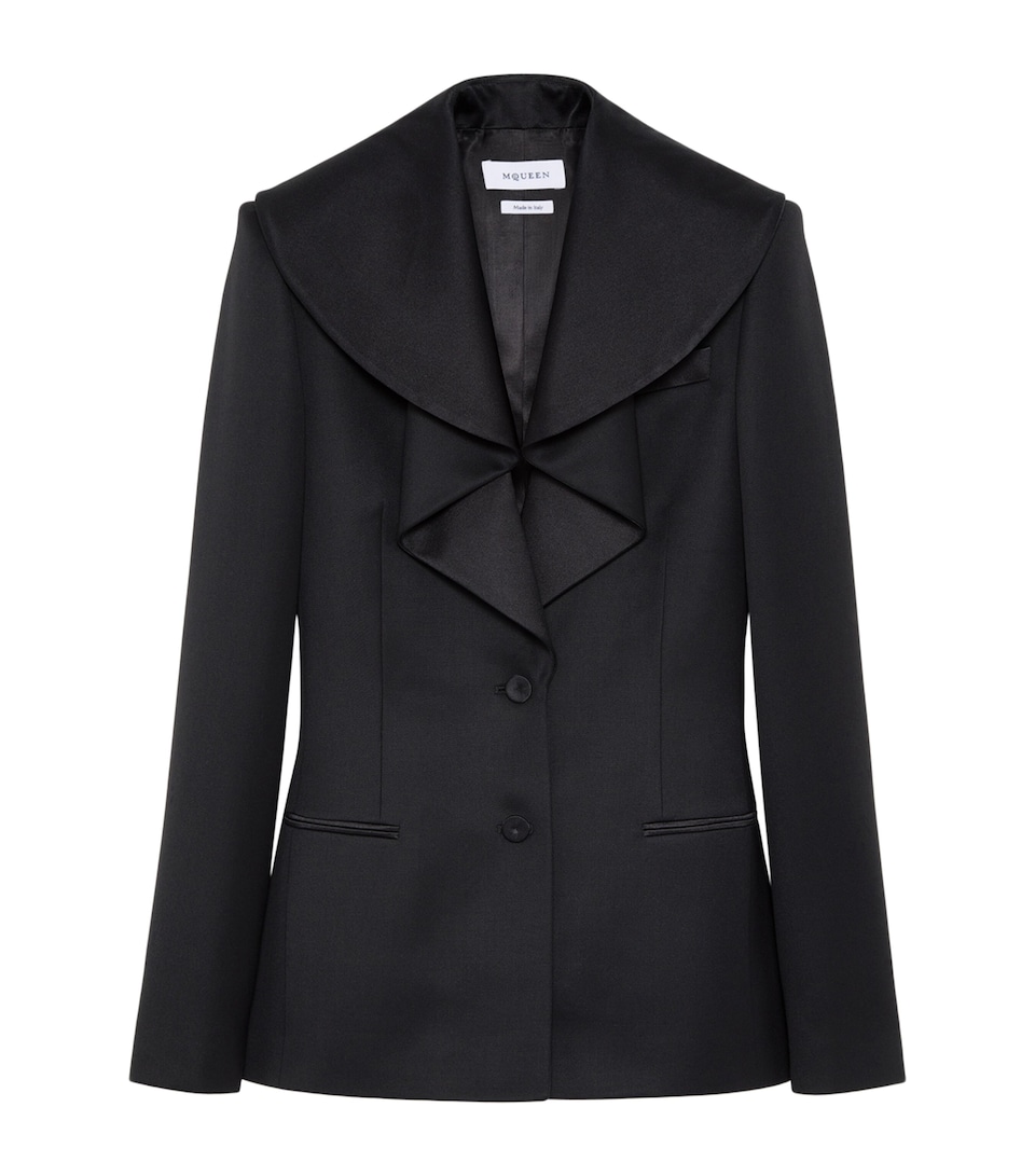McQueen Womens Wool Waterfall-Collar Blazer